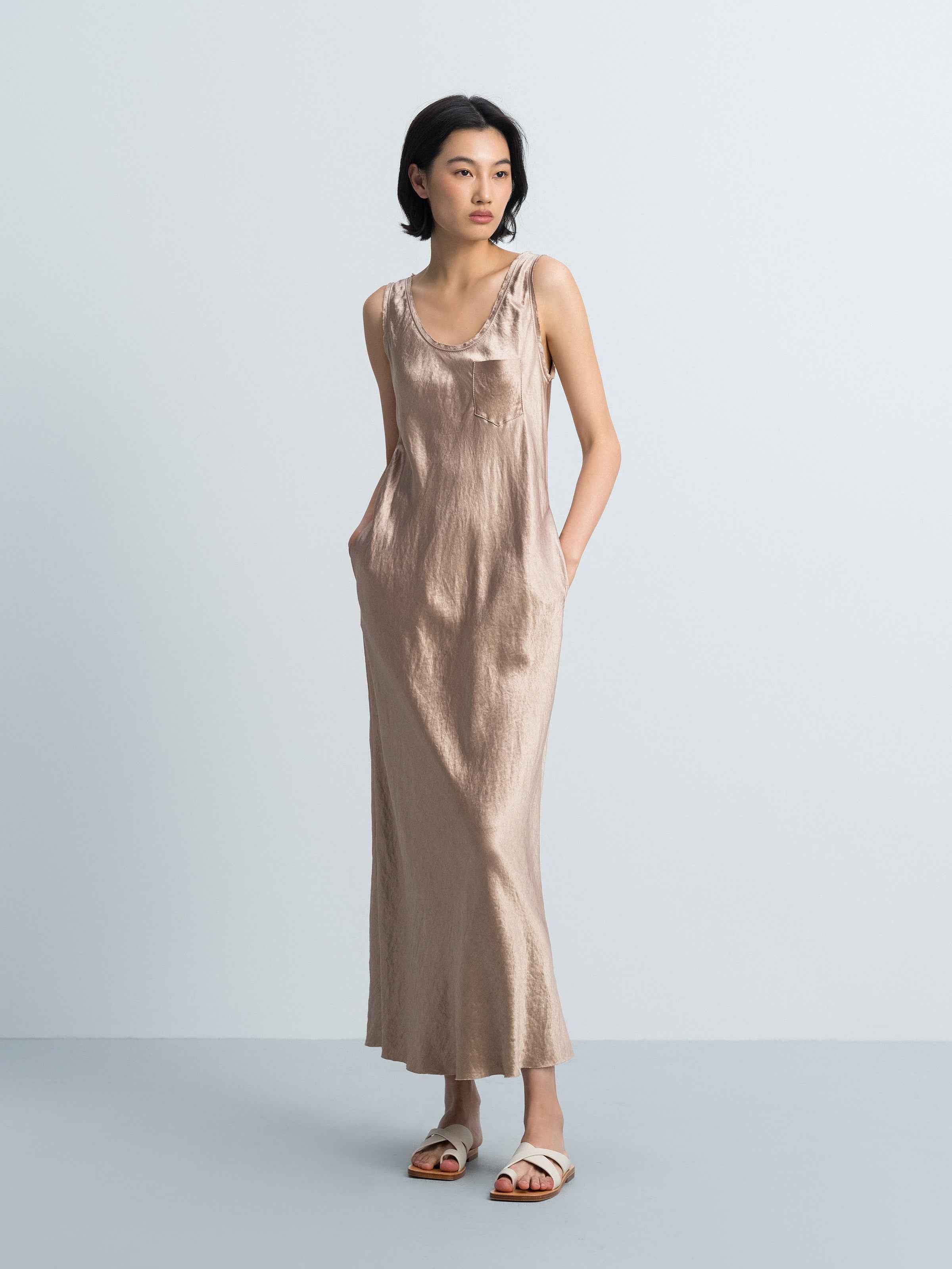 Coffee Brown Sleeveless Dress