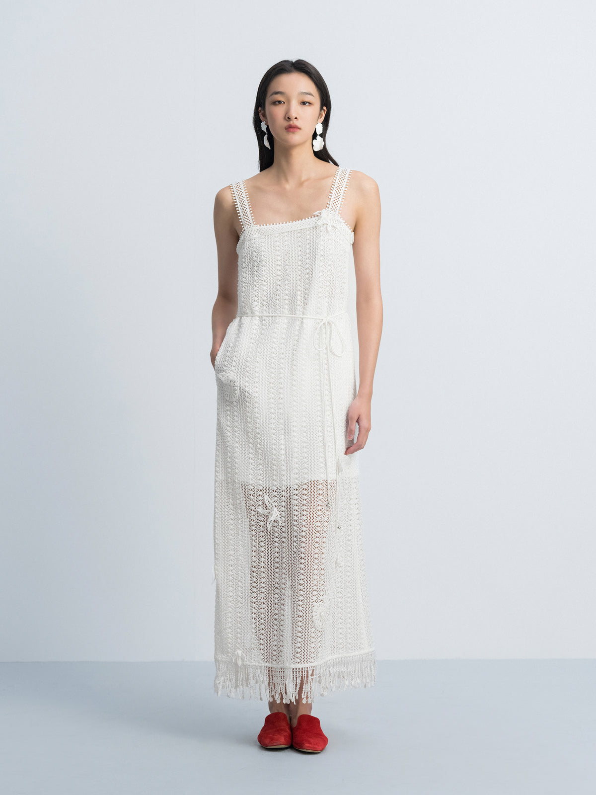 Off White Sleeveless Dress