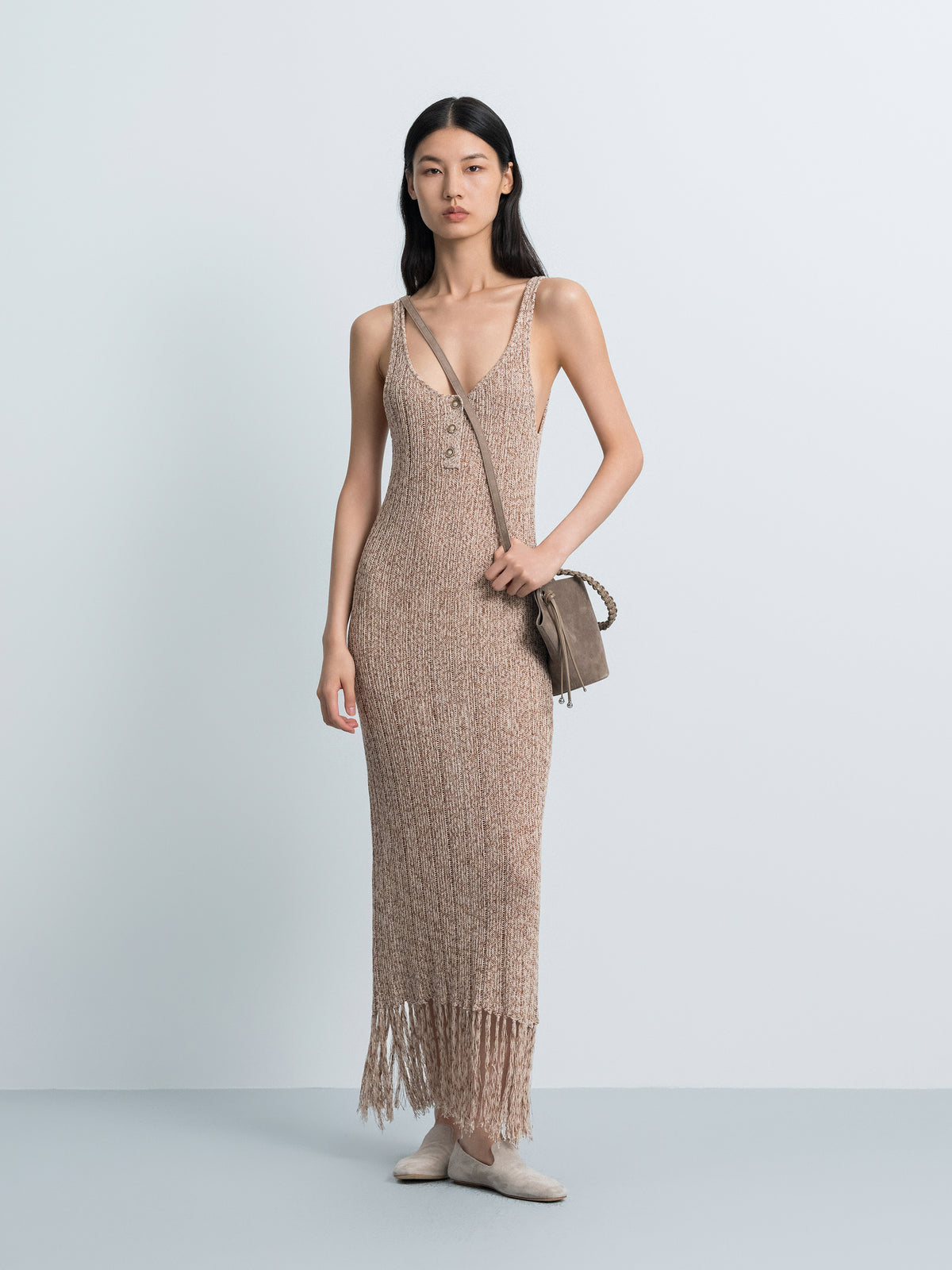 Hollow-out Knit Sleeveless Dress