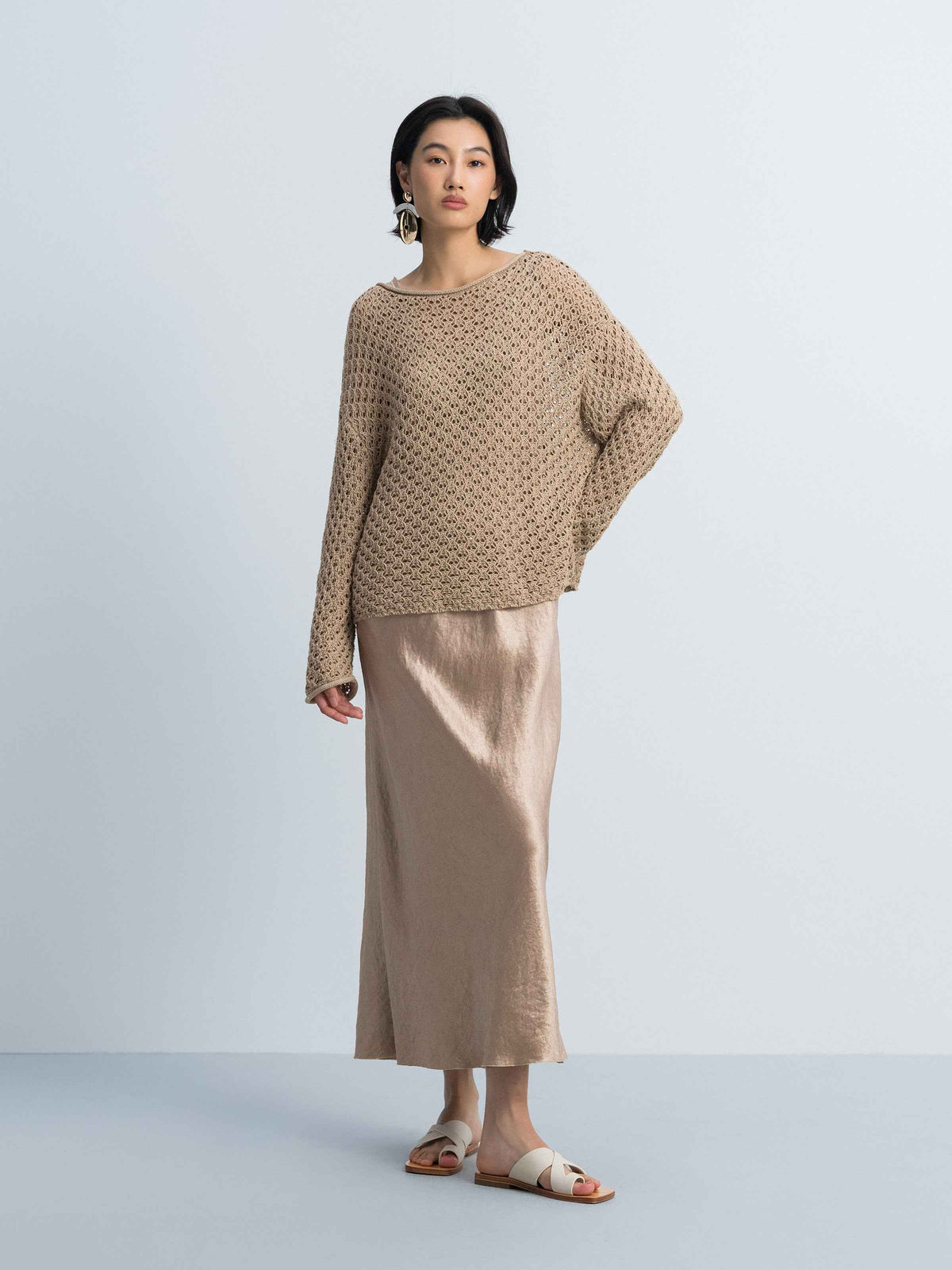 Light Khaki Knitted Pullover