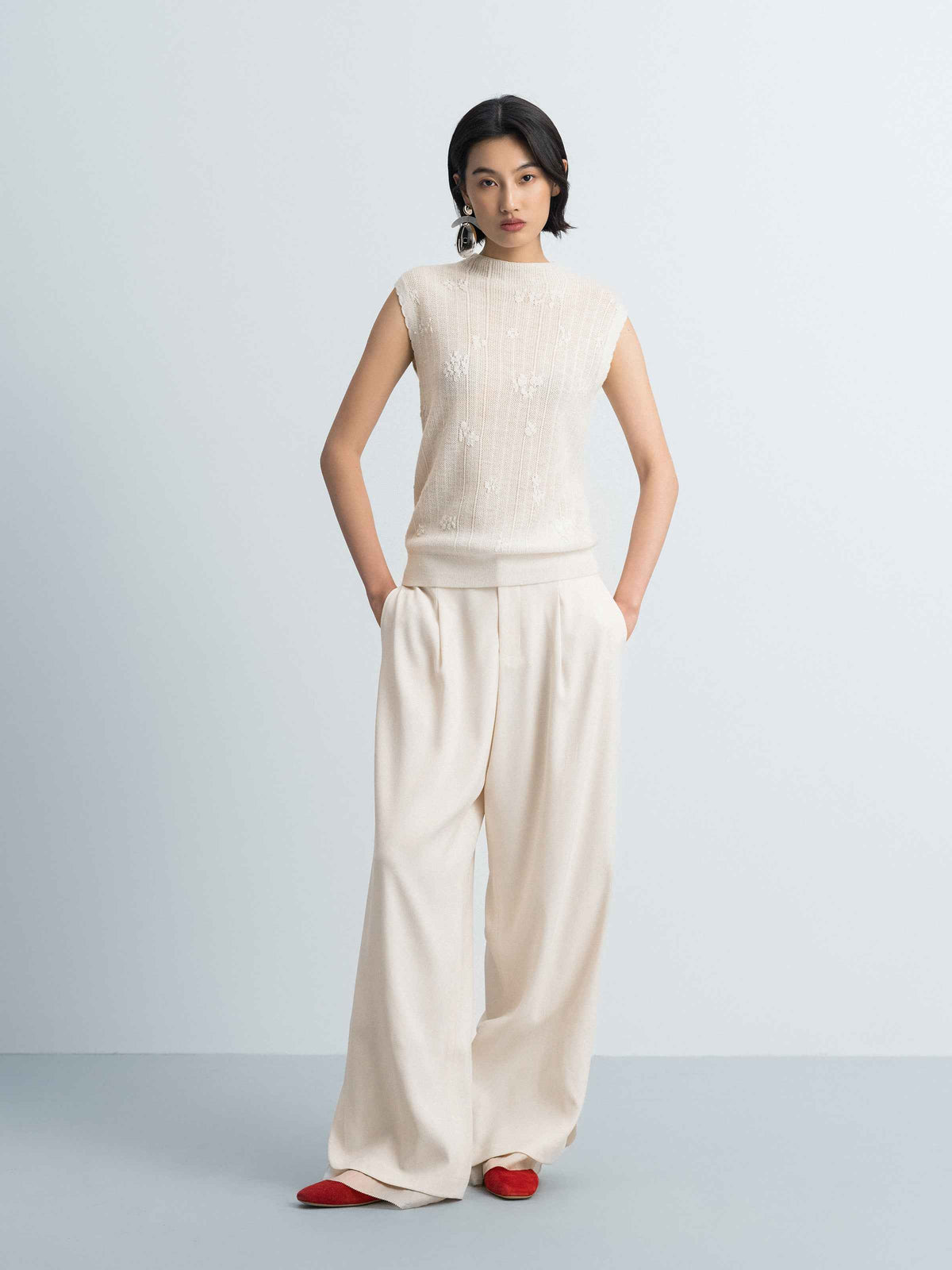 Off White Basolan Wool High Neck Fitted Knit Sweater