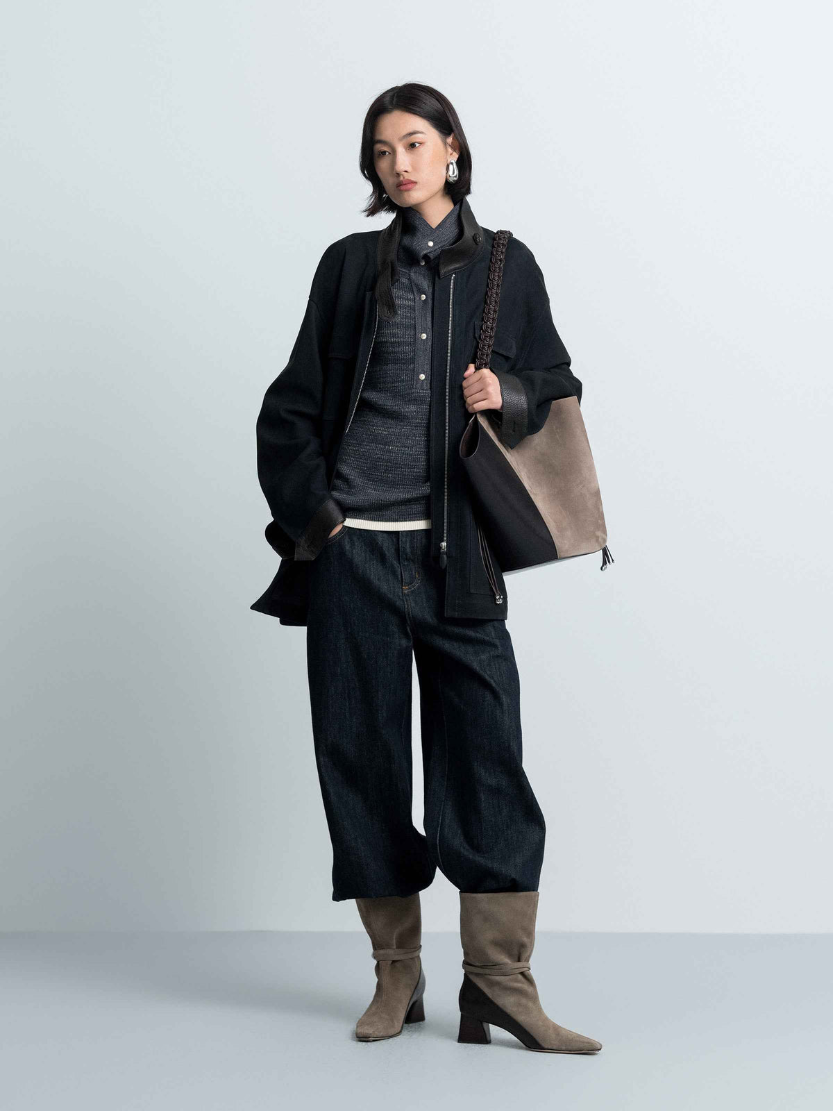 Workwear‑Style Suede Leather Jacket