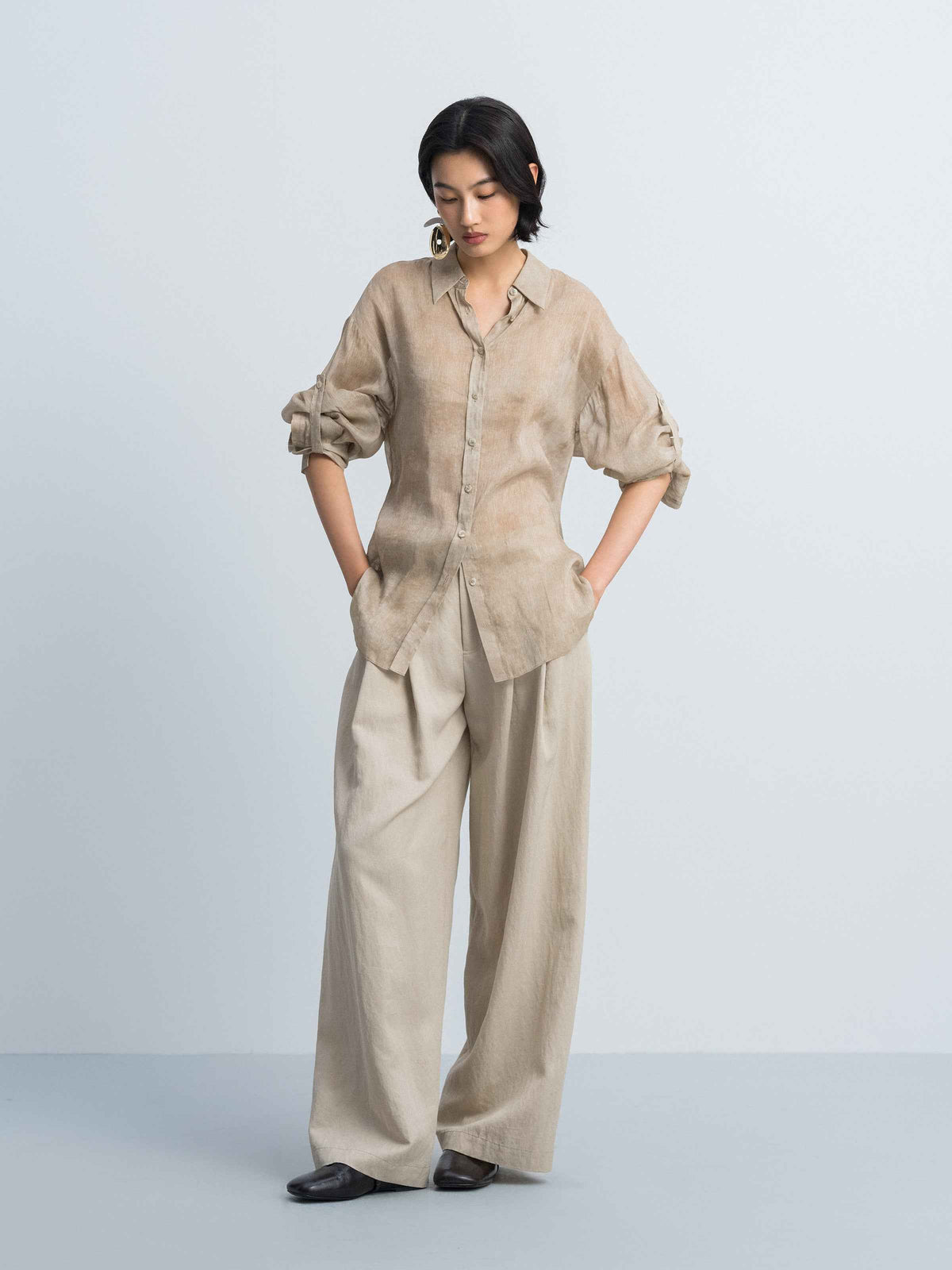 Light Khaki Long-Sleeve Shirt