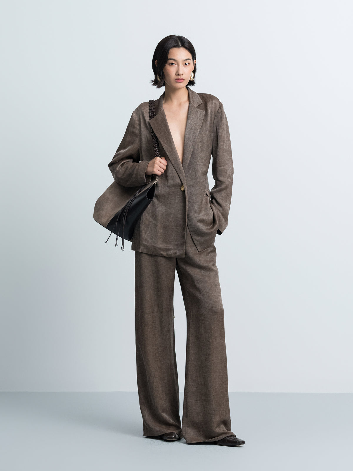 Attached‑waist Wide‑leg Trousers