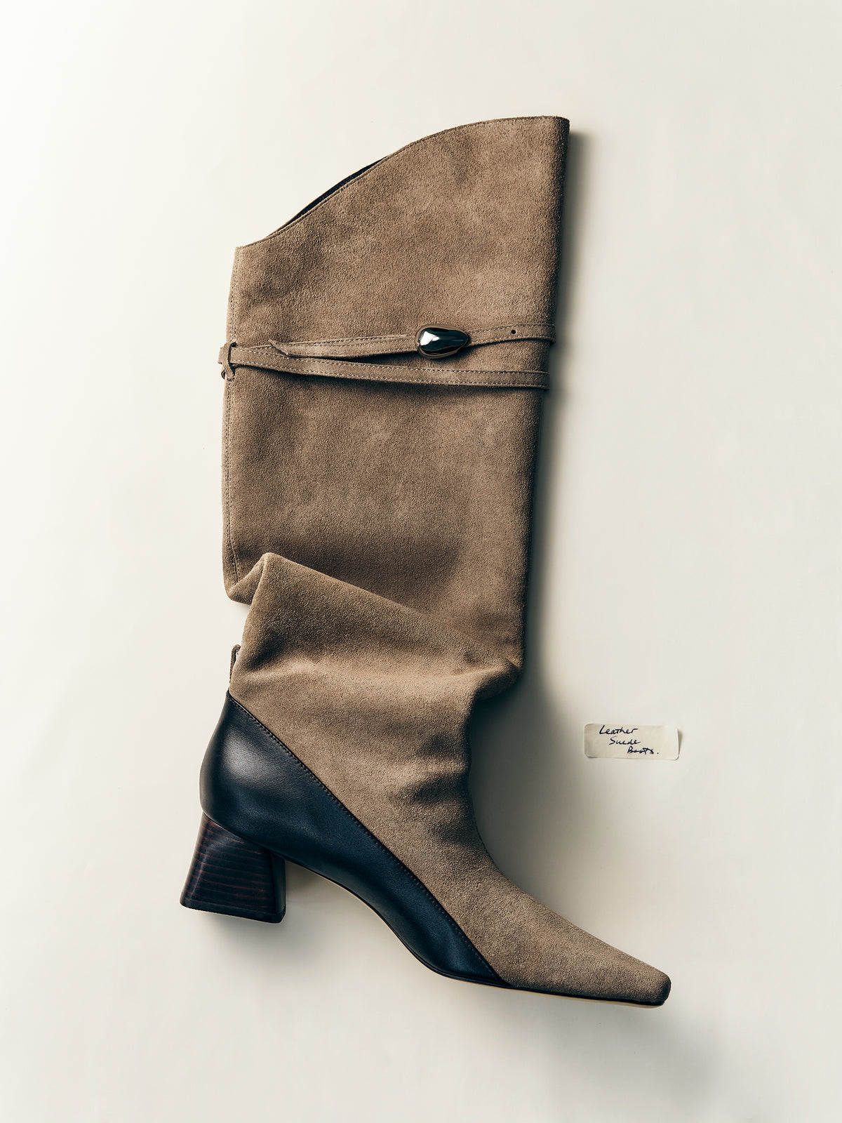Suede & Leather Panel Tall Boots