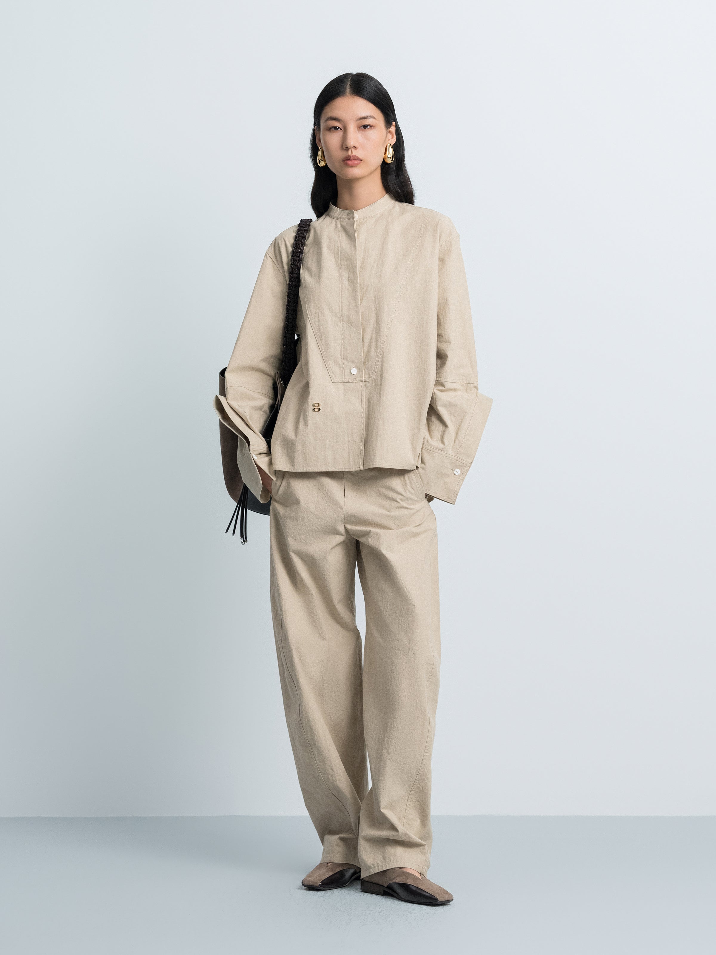 Curved Seam Barrel Pants