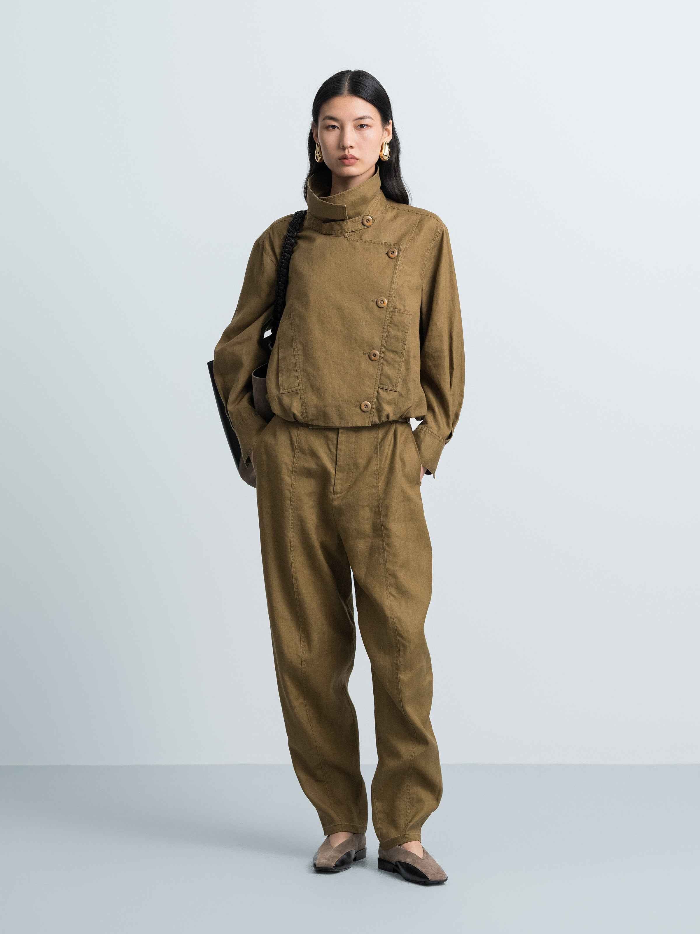Linen Carrot‑shaped Trousers