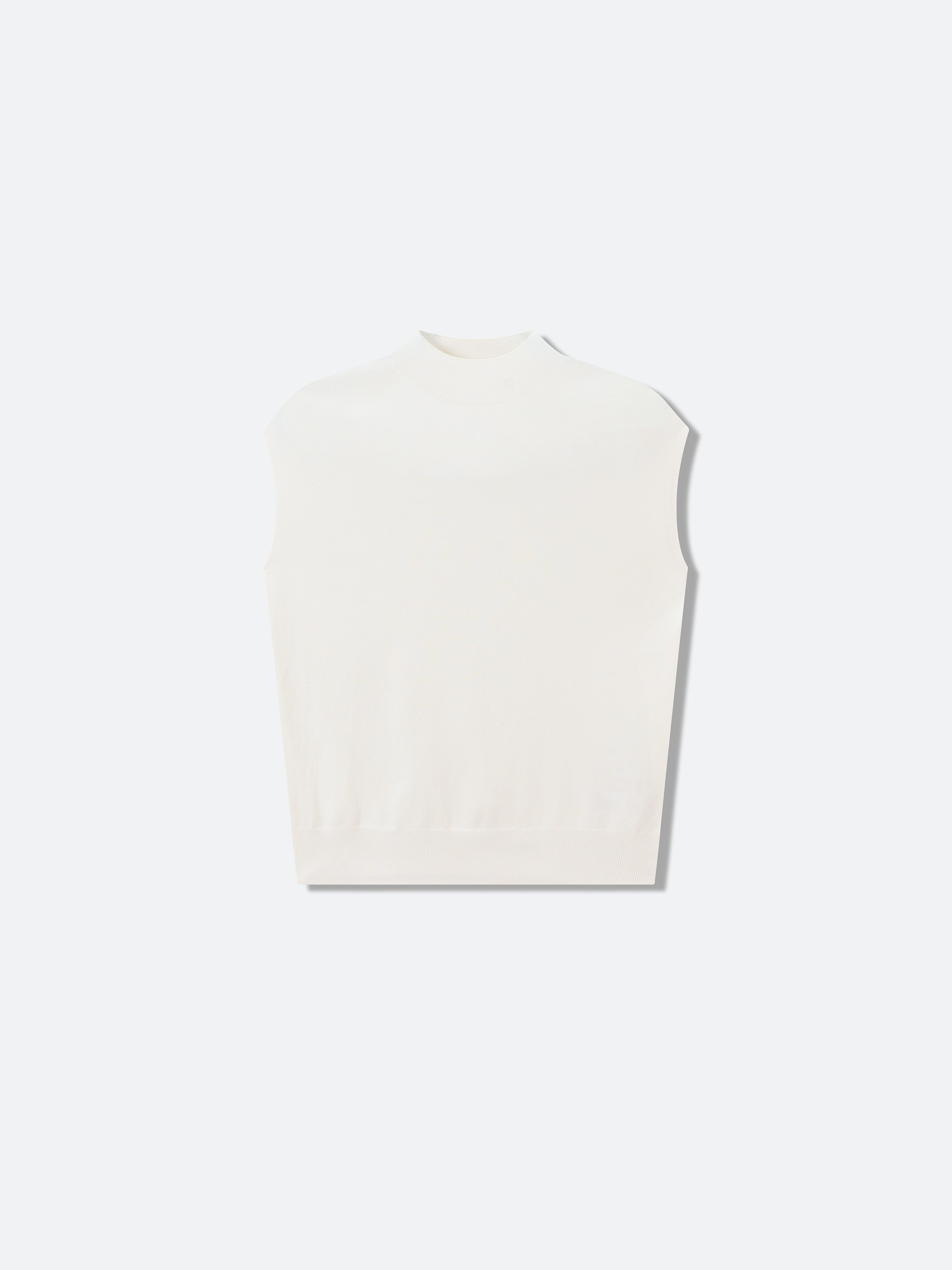 Off White Mulberry Silk Semi-High Neck Cap Sleeve Pullover