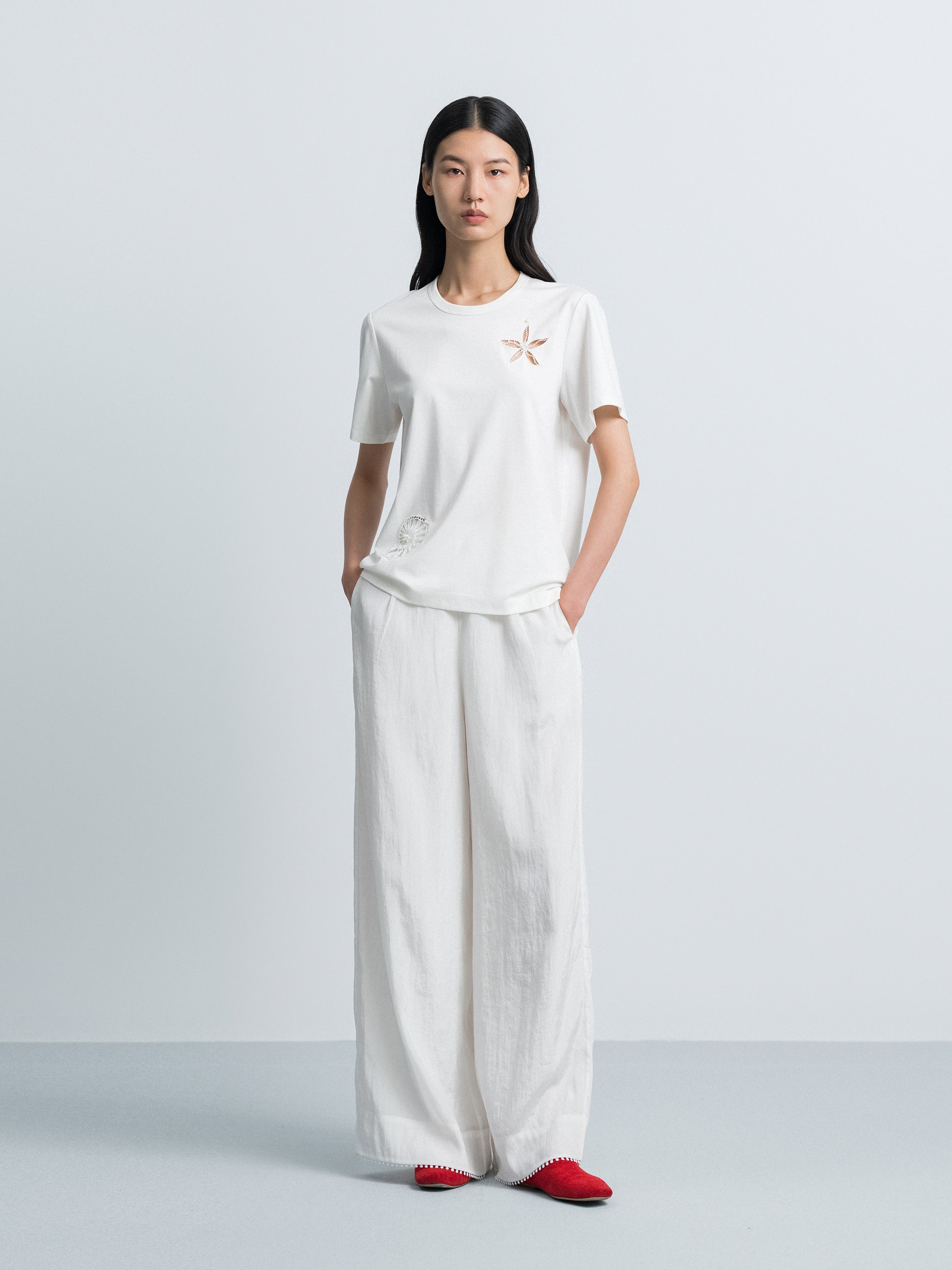 Cream White Short-Sleeve T-Shirt