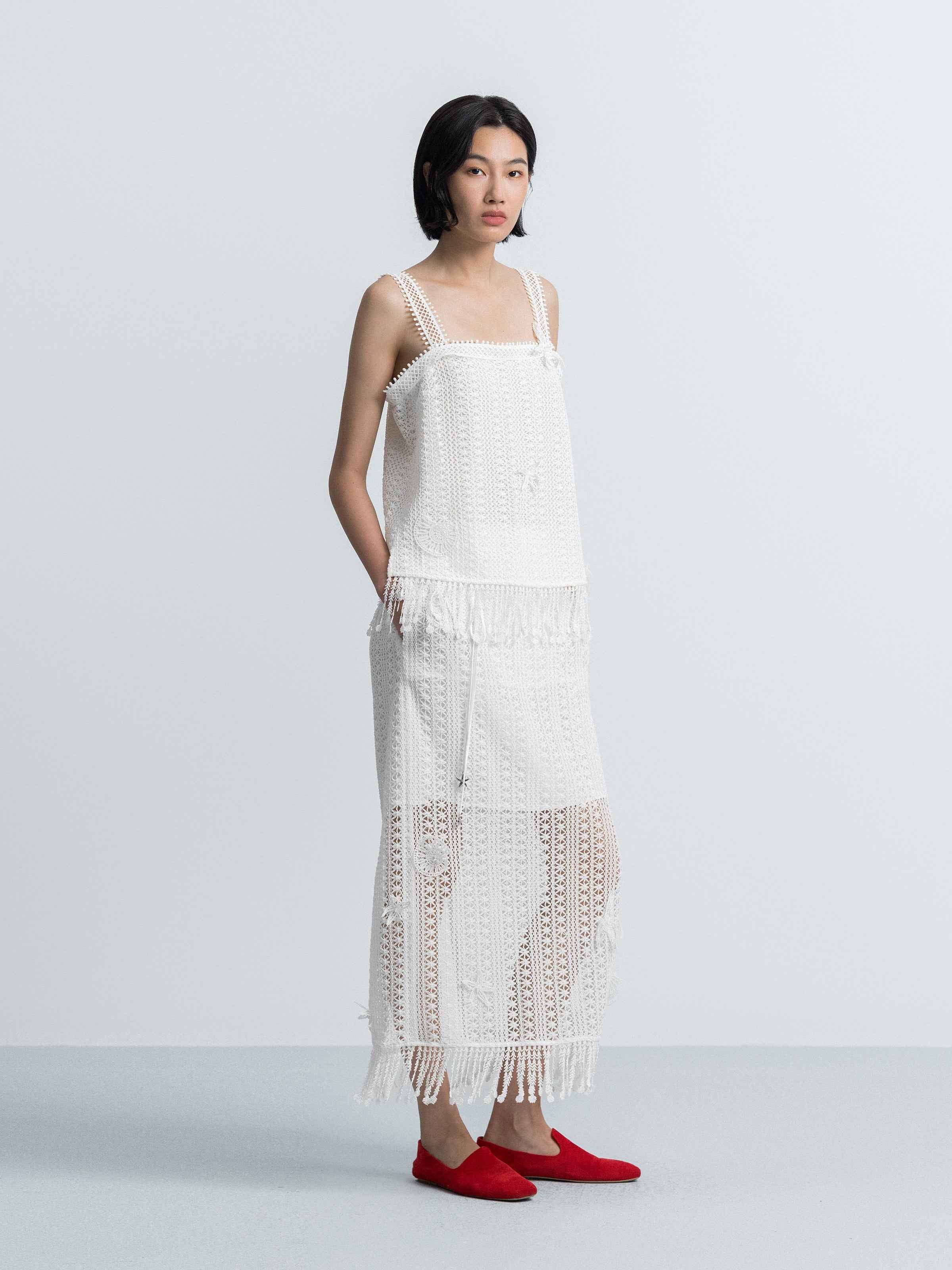 Off White Sleeveless Top