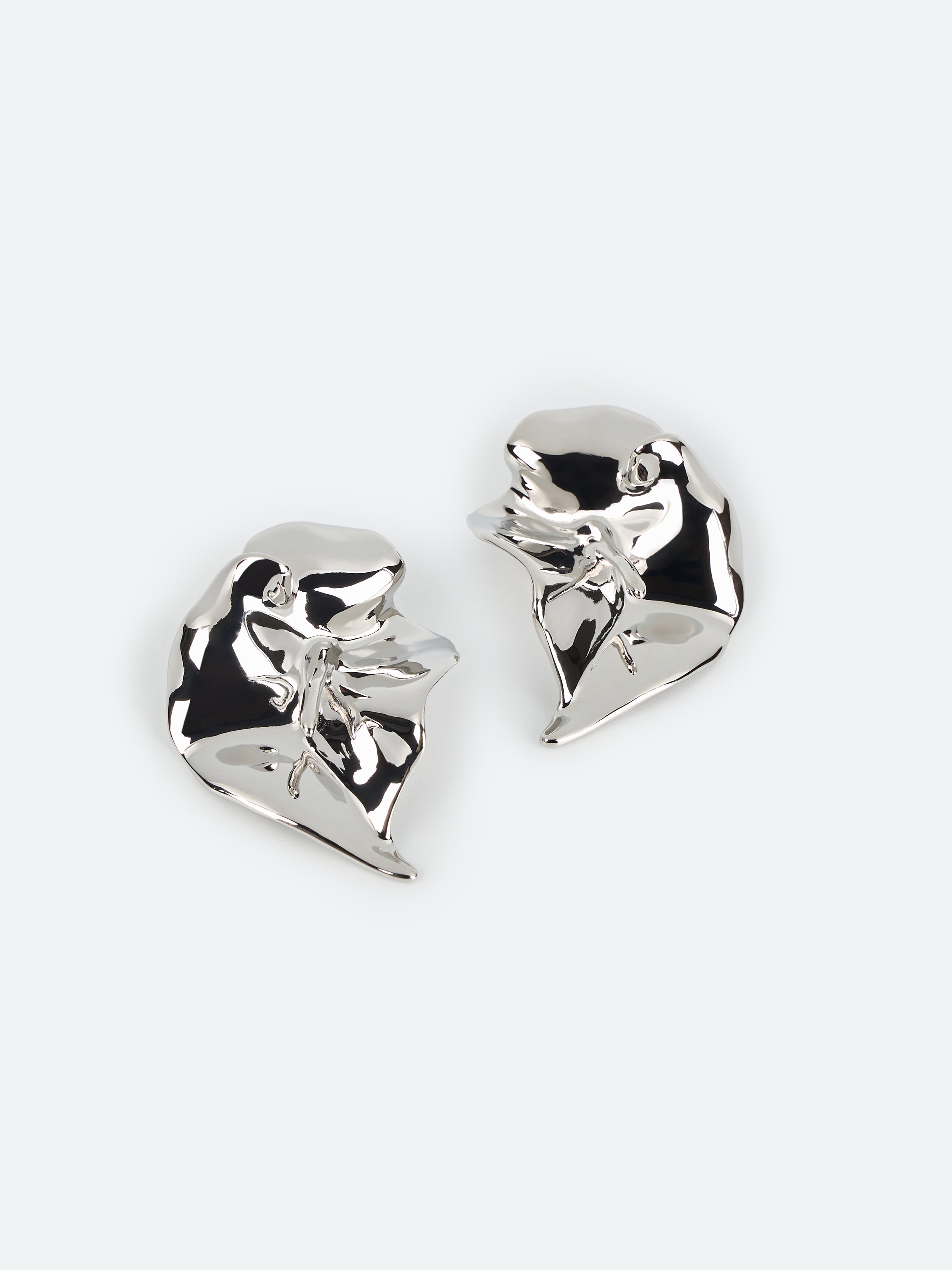 Silver 3D Calla Lily Mirror Polish Stud Earrings