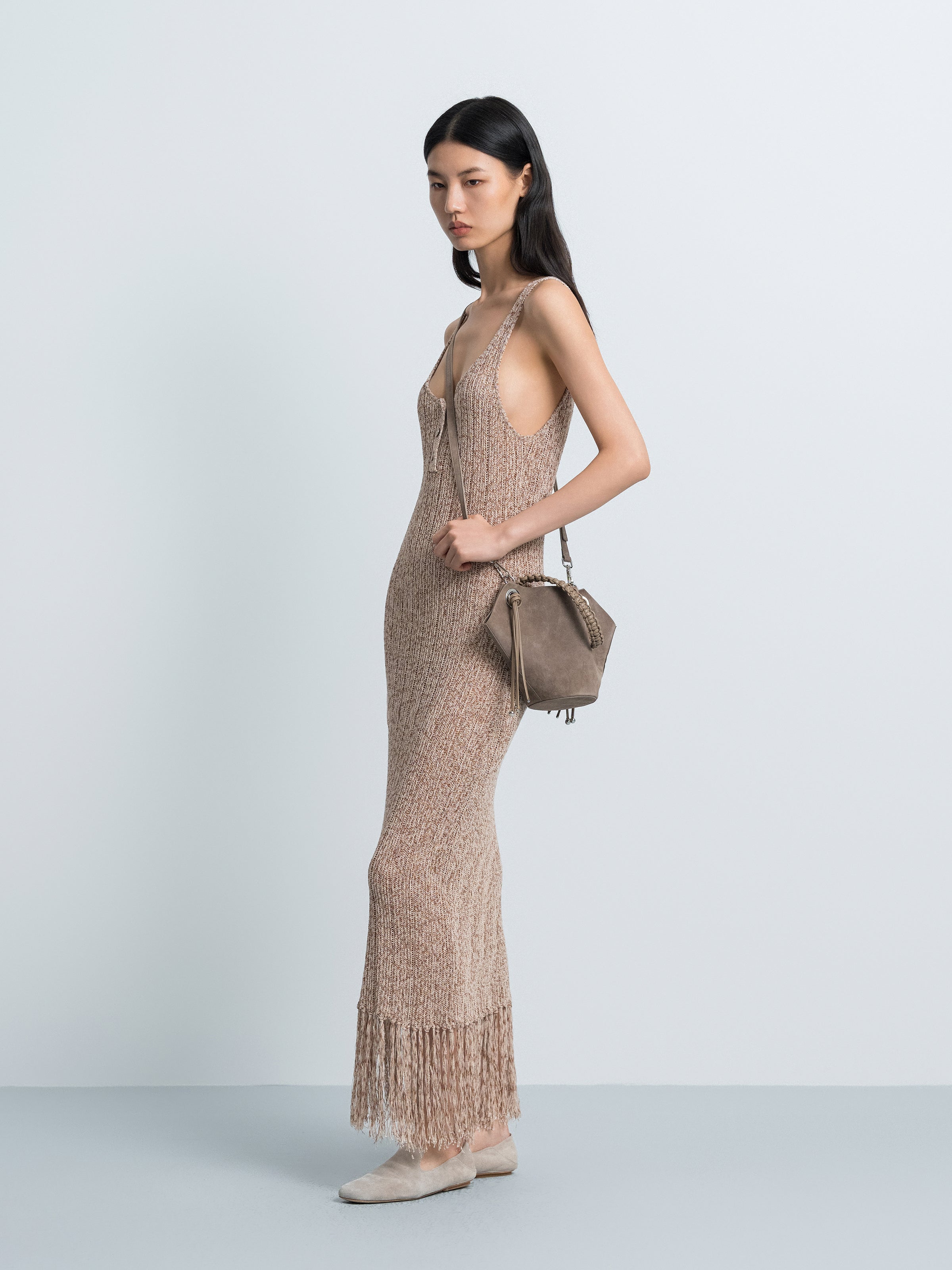 Hollow-out Knit Sleeveless Dress