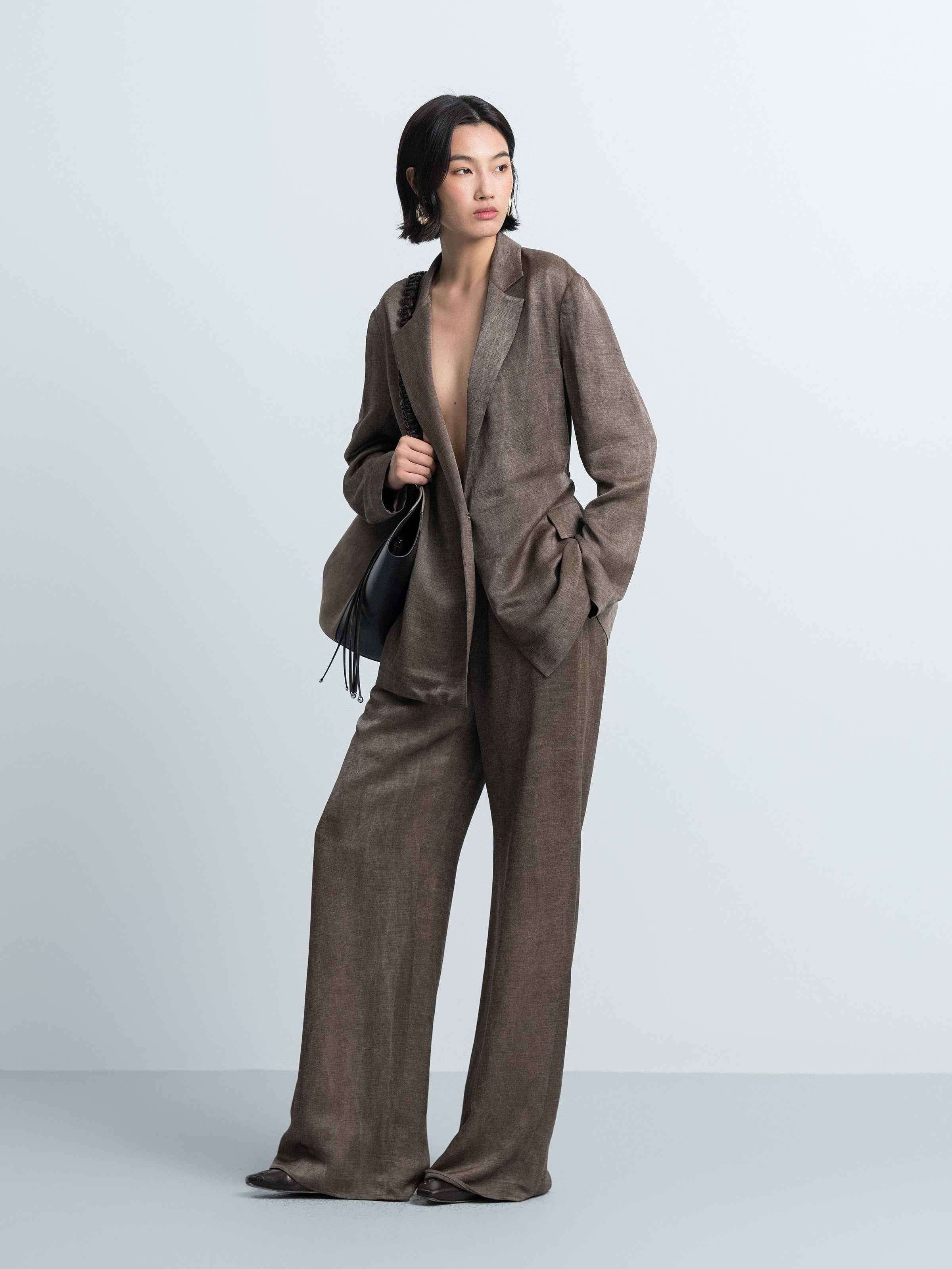Attached‑waist Wide‑leg Trousers