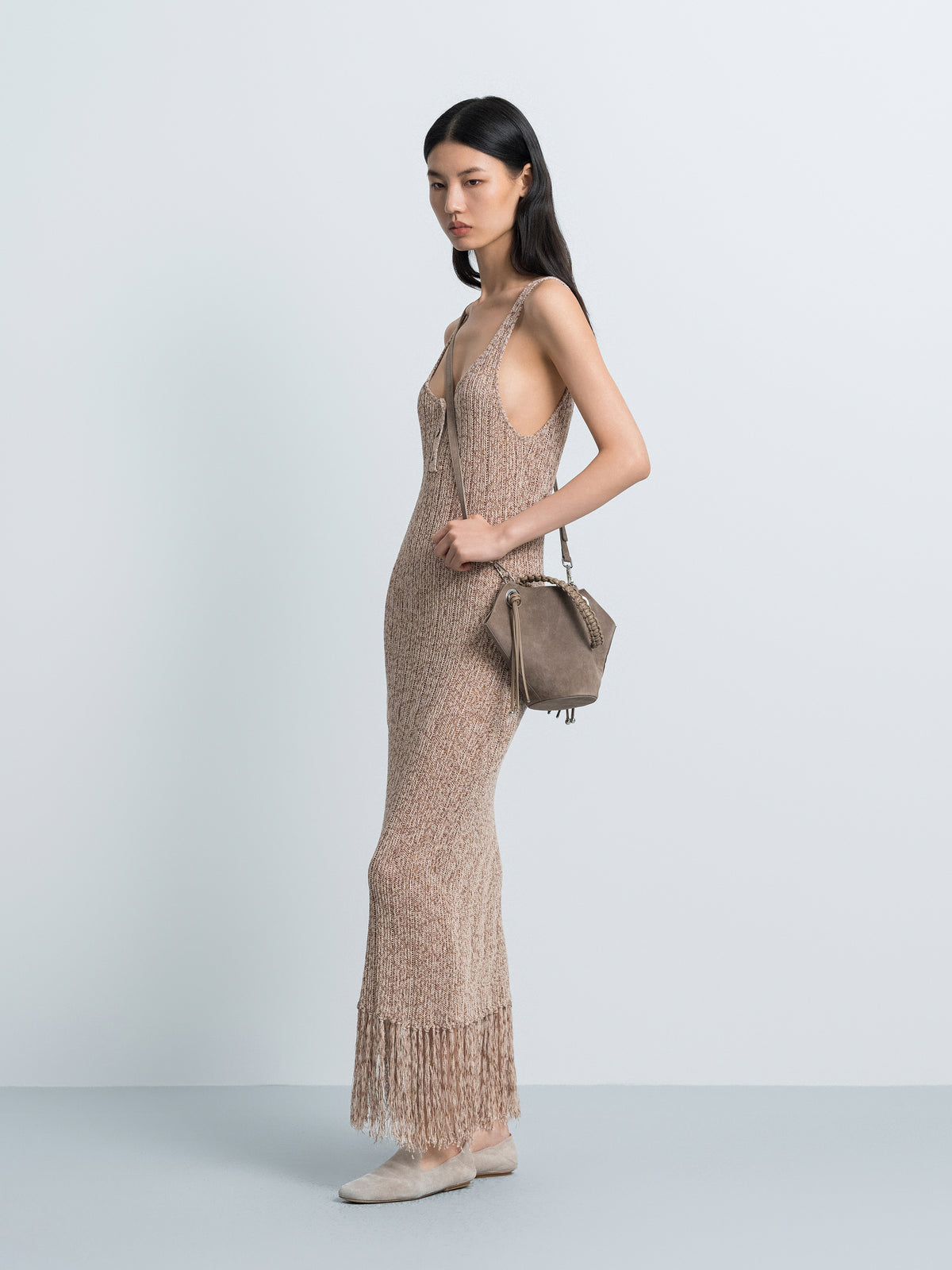 Hollow-out Knit Sleeveless Dress