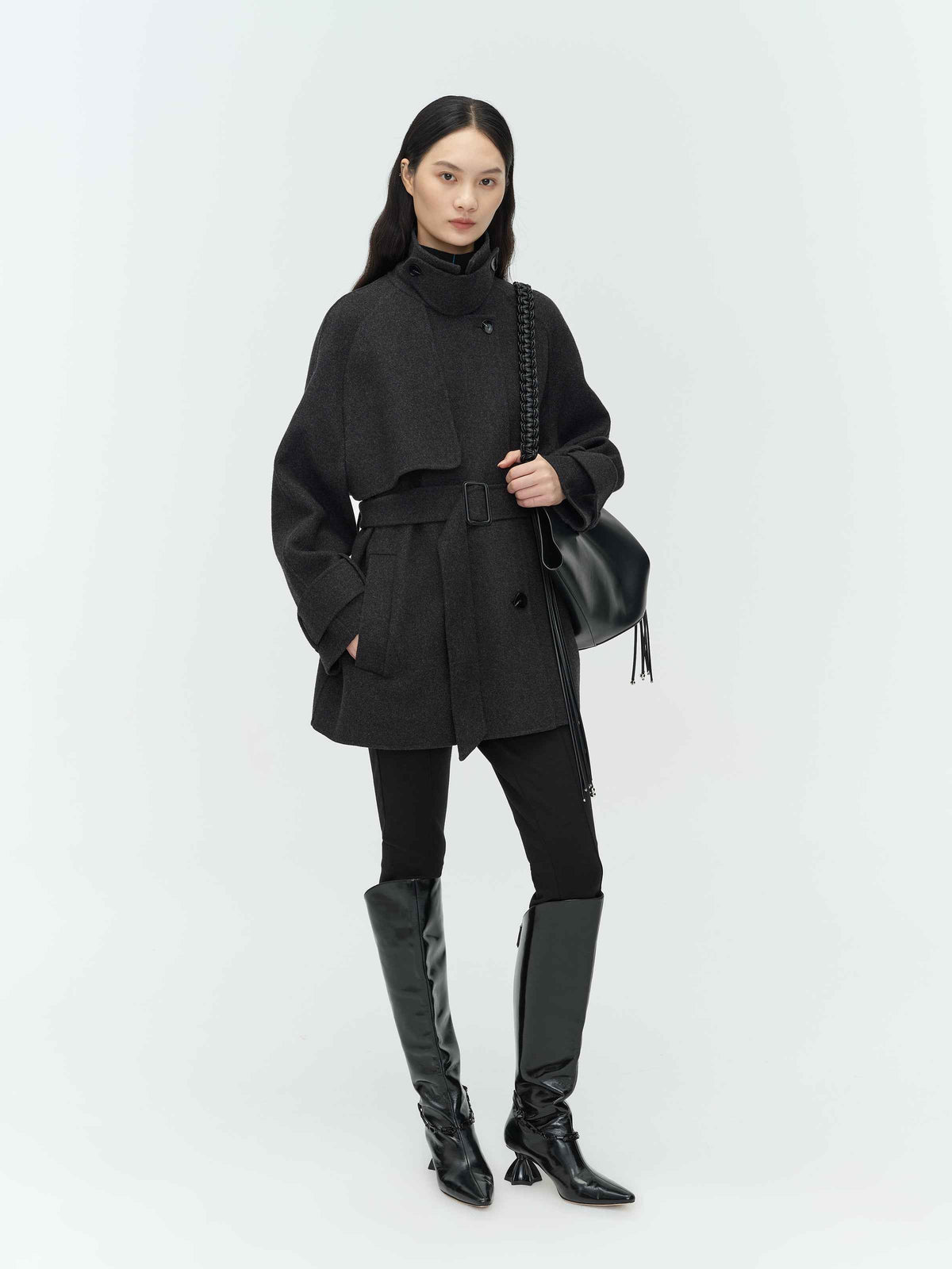 Stand Collar Double-Faced Coat