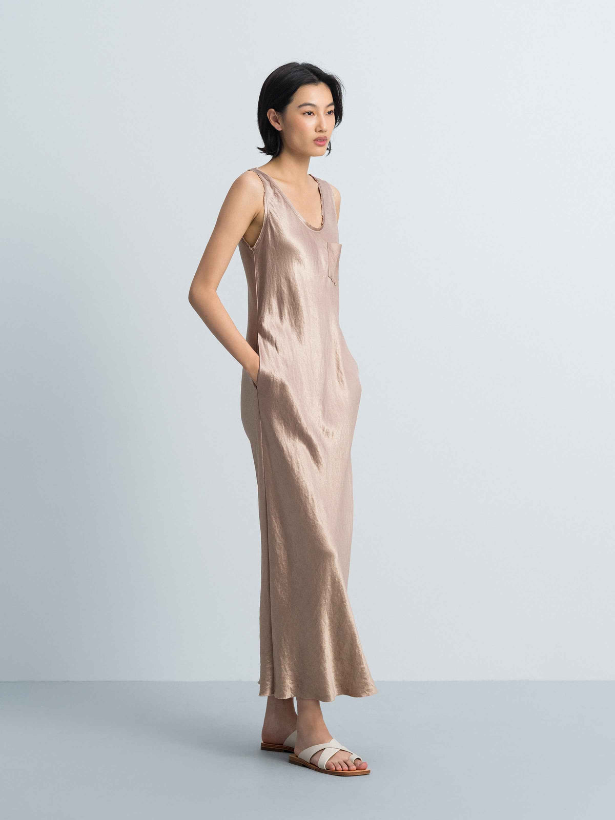 Coffee Brown Sleeveless Dress