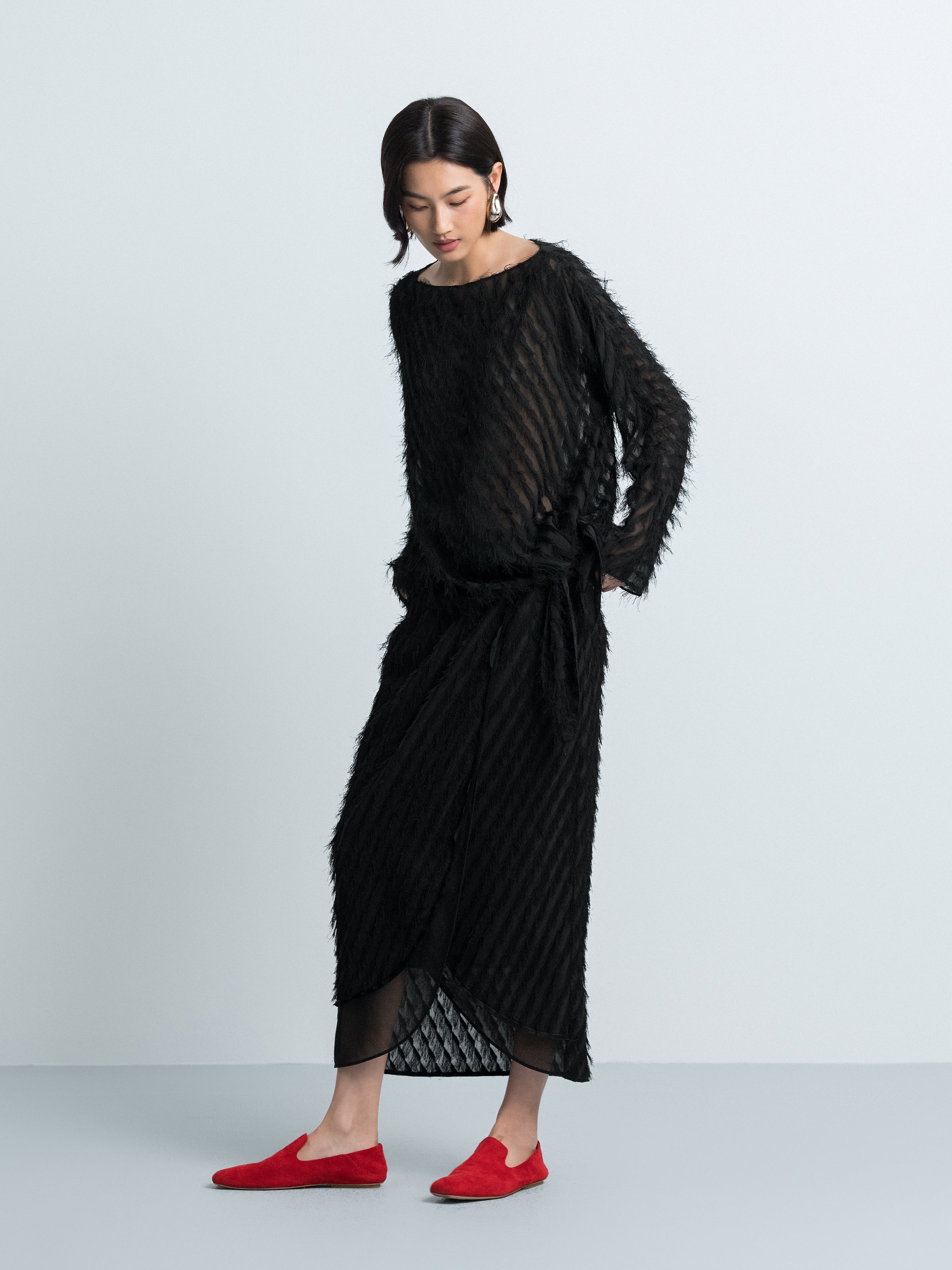 Midi Skirt with Tassel Styling