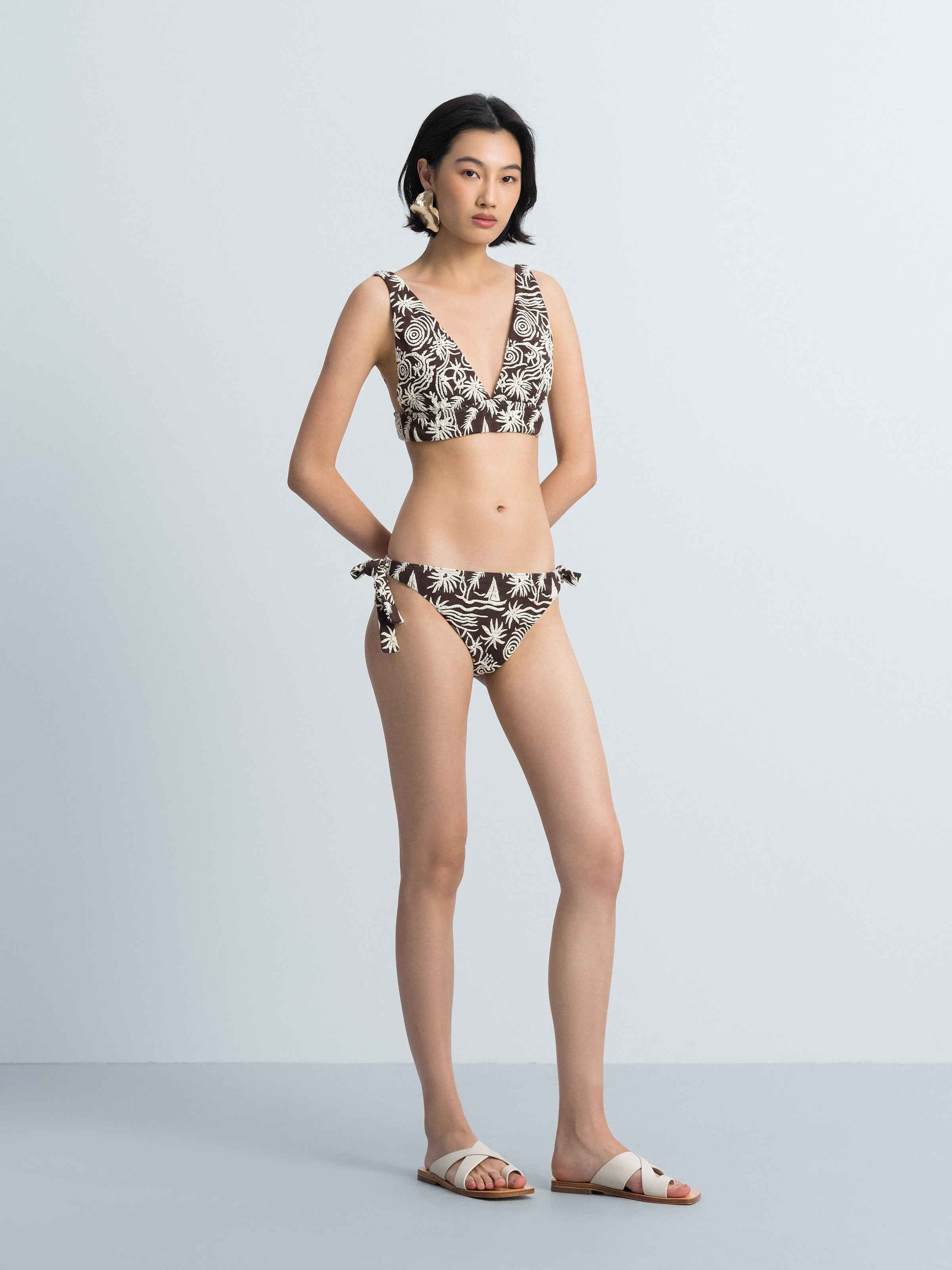 Pattern Swimwear Side Tie Brief Swim Bottom