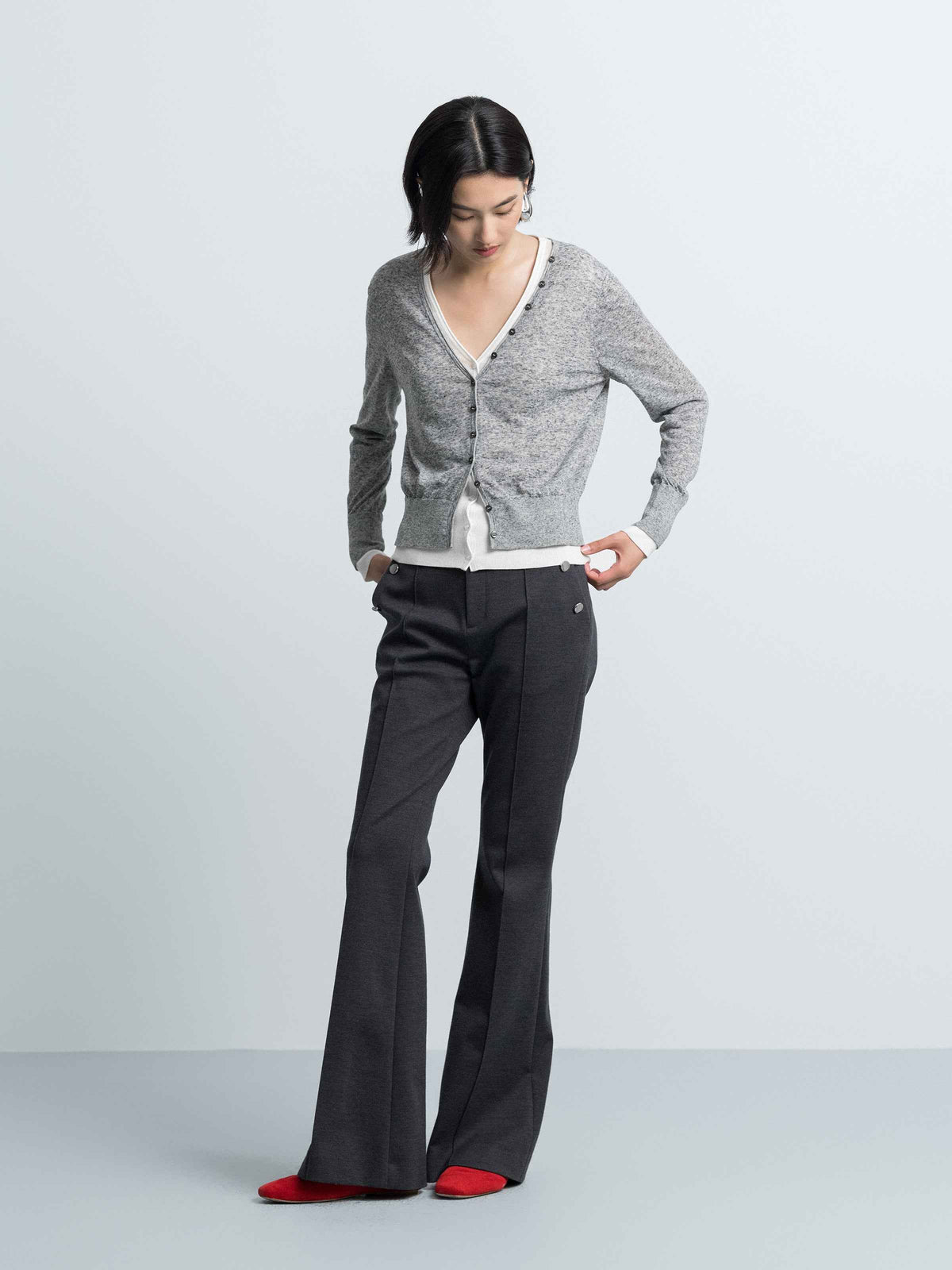 Wool Bootcut Trousers