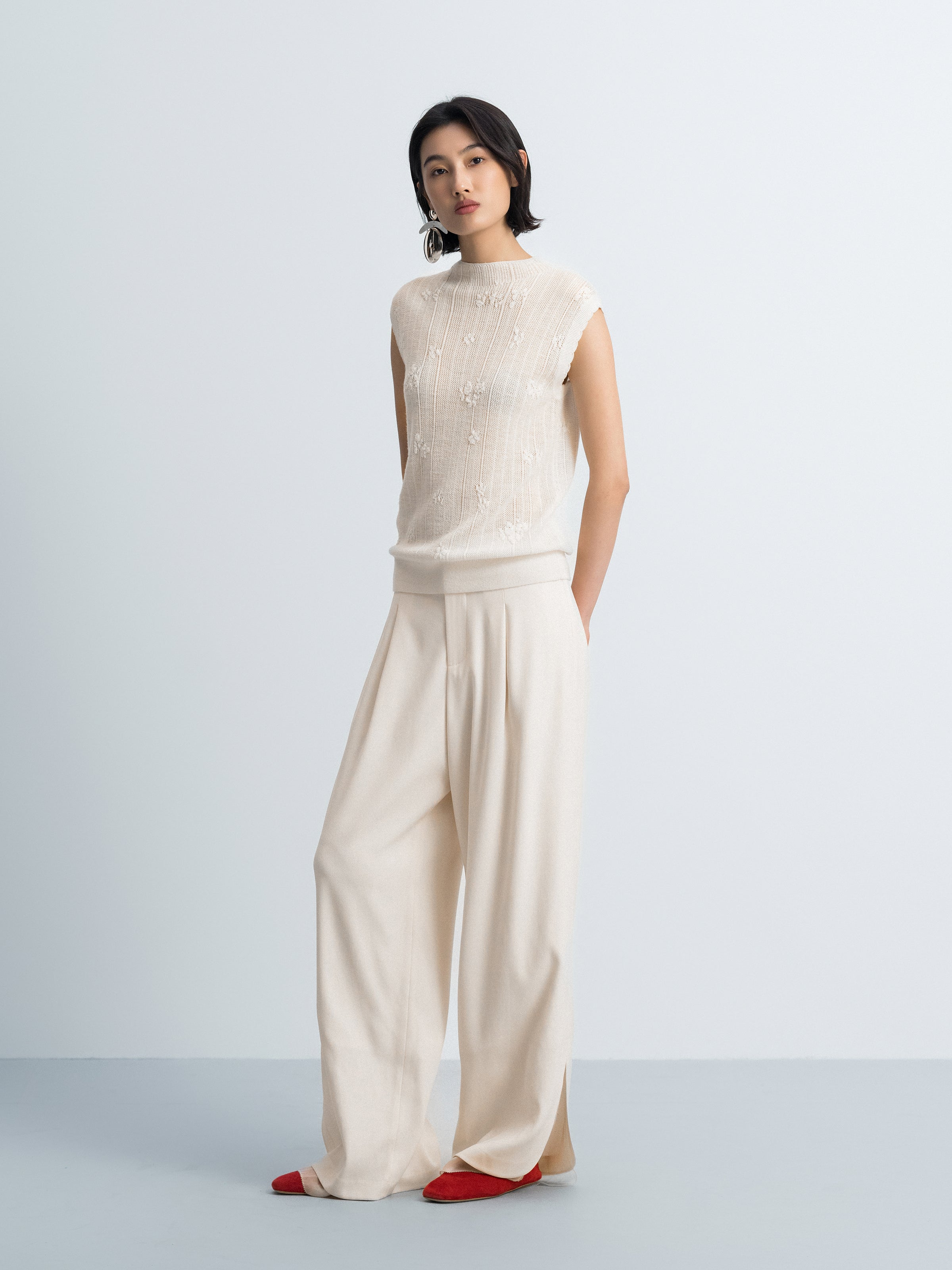 Off White Basolan Wool High Neck Fitted Knit Sweater