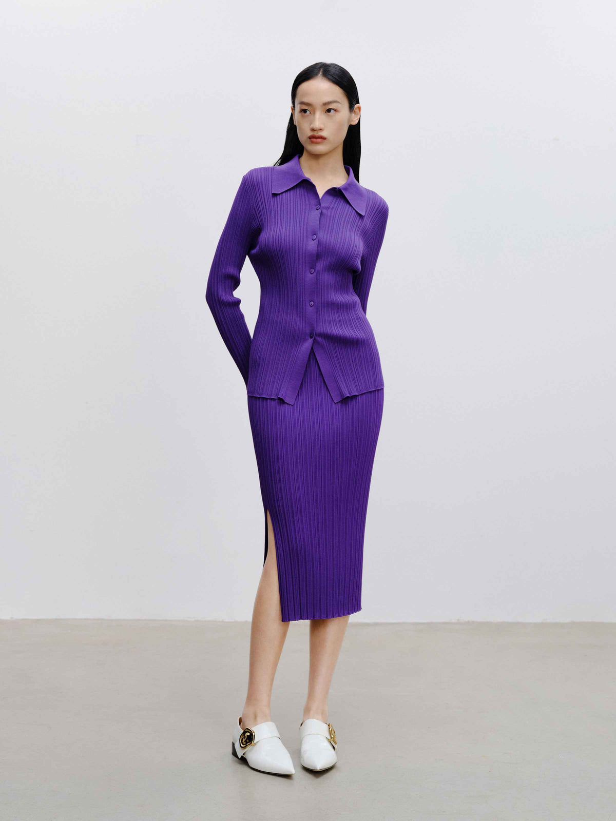 Slim‑Fit Knit Midi Skirt