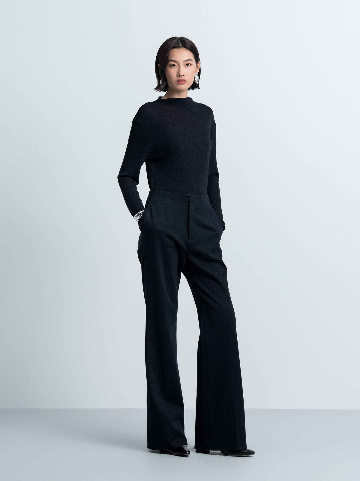 Long‑Sleeve Tie‑Detail Base Top