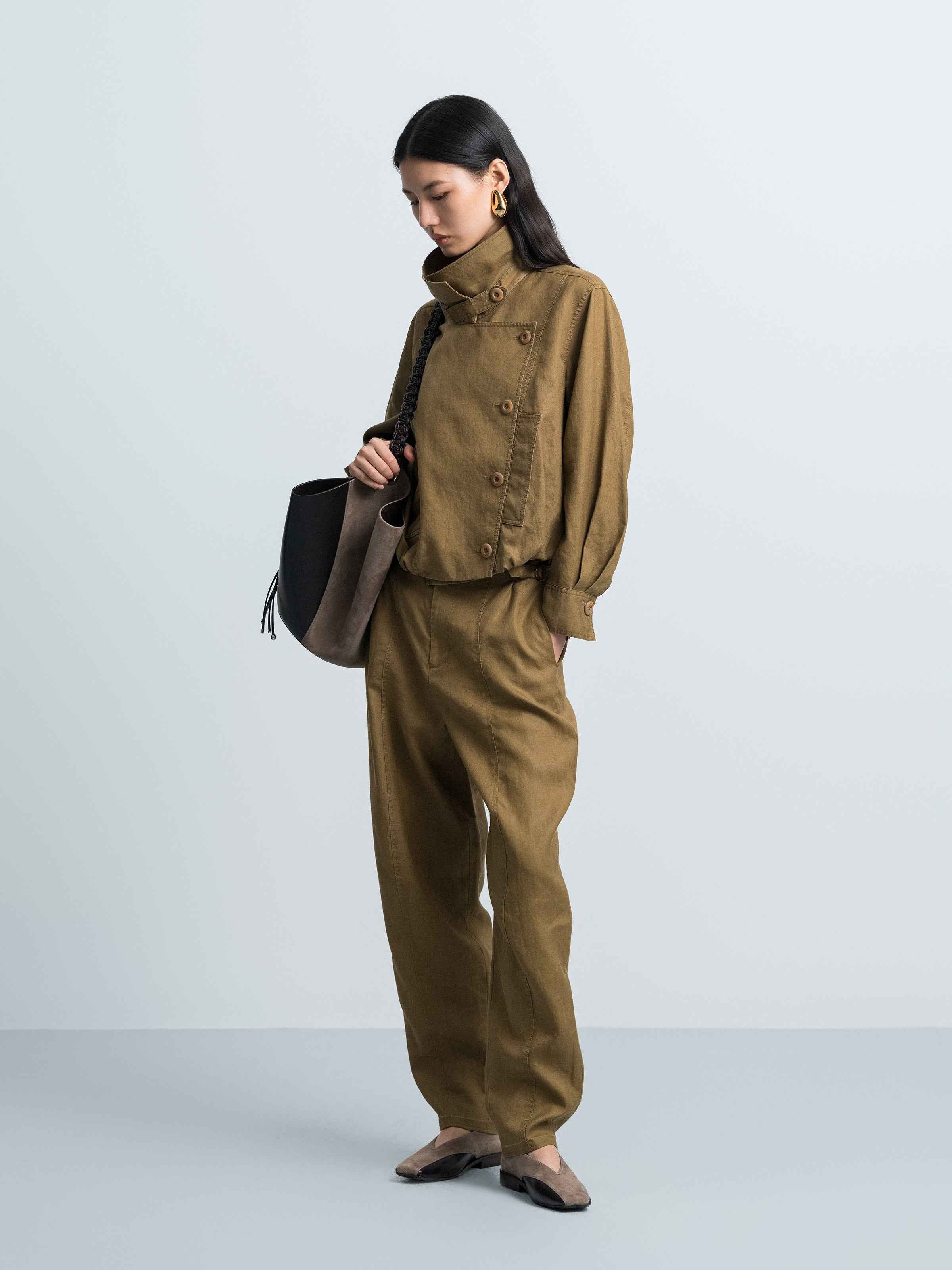 Linen Carrot‑shaped Trousers