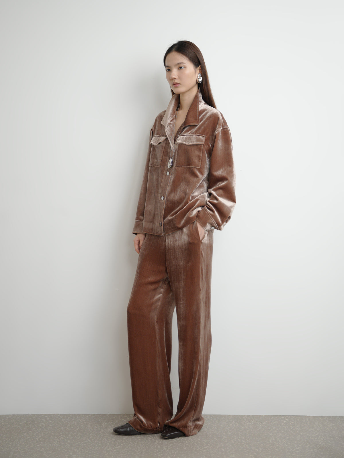 Velvet Straight-leg Trousers
