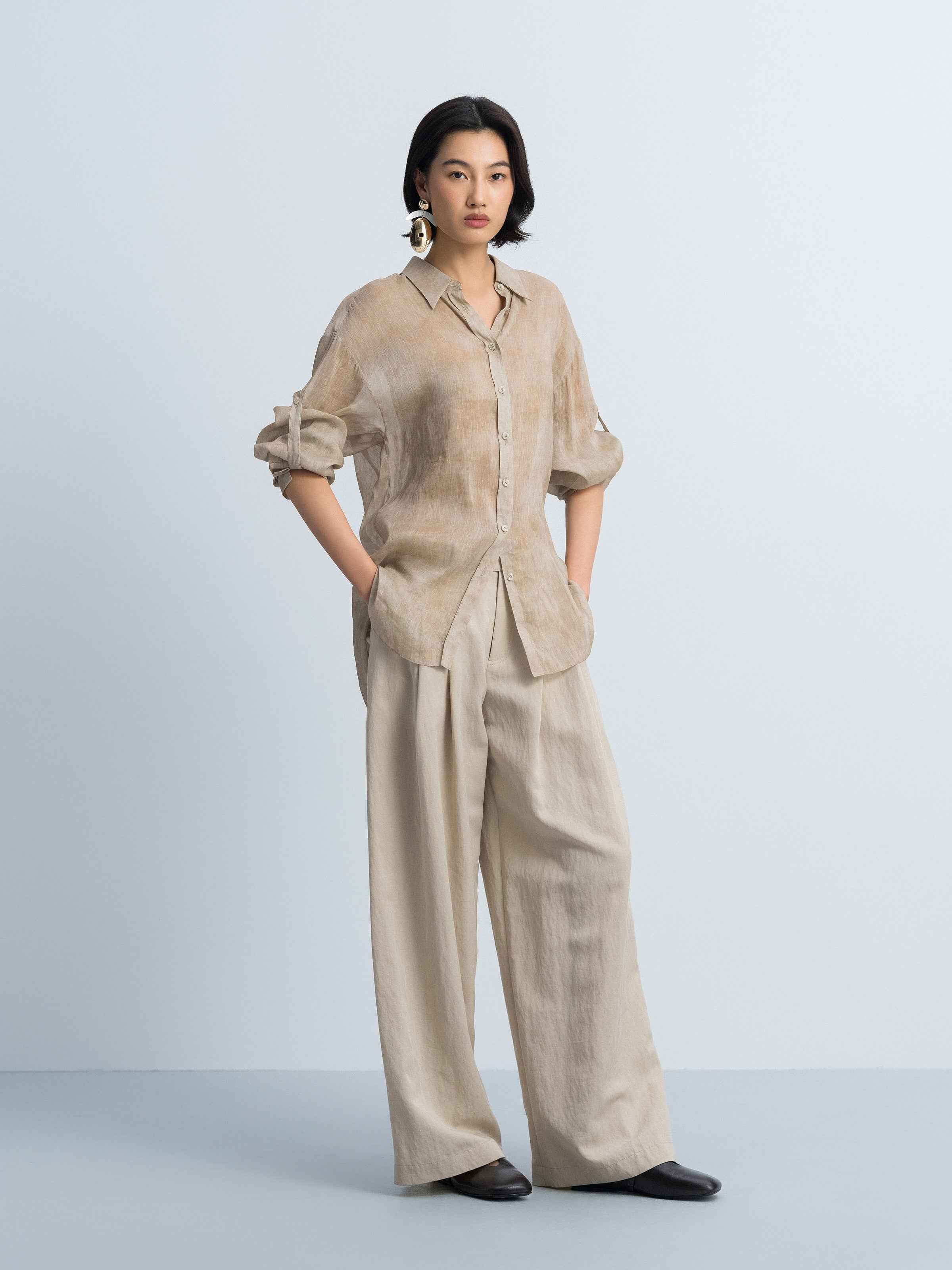 Light Khaki Long-Sleeve Shirt