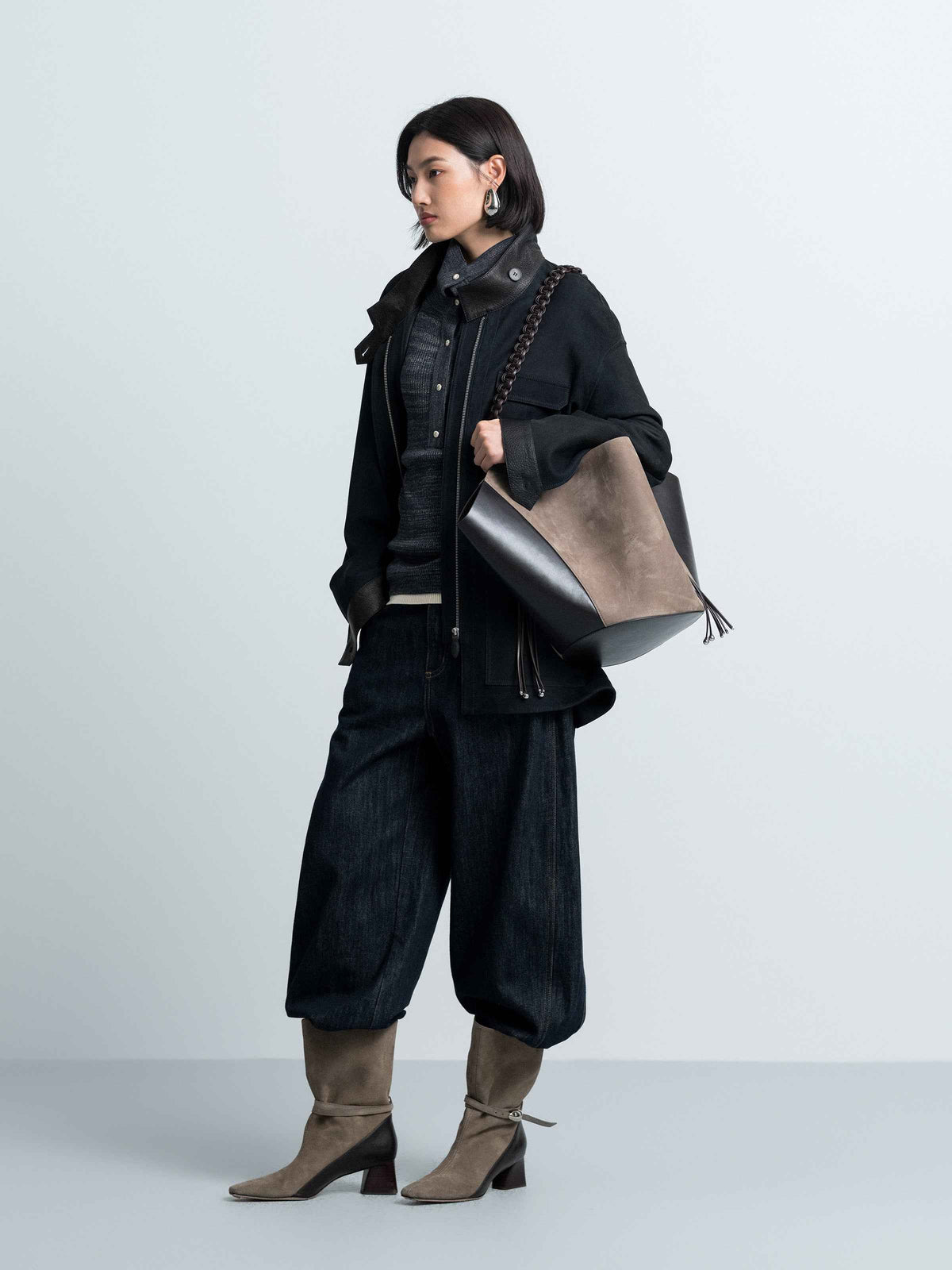Workwear‑Style Suede Leather Jacket