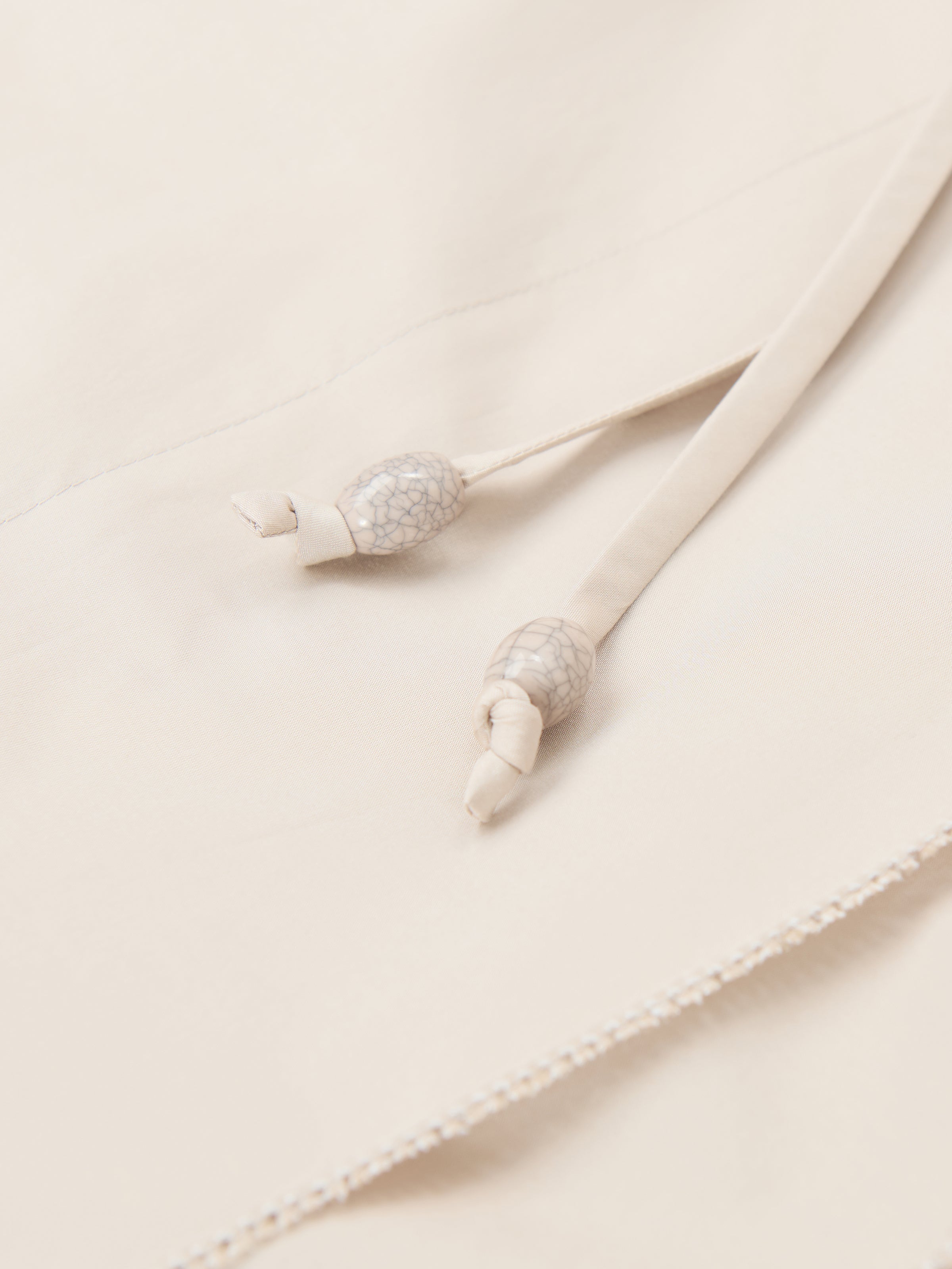 Light Khaki Cotton Poly A-Line Tie Neck Shirt Dress
