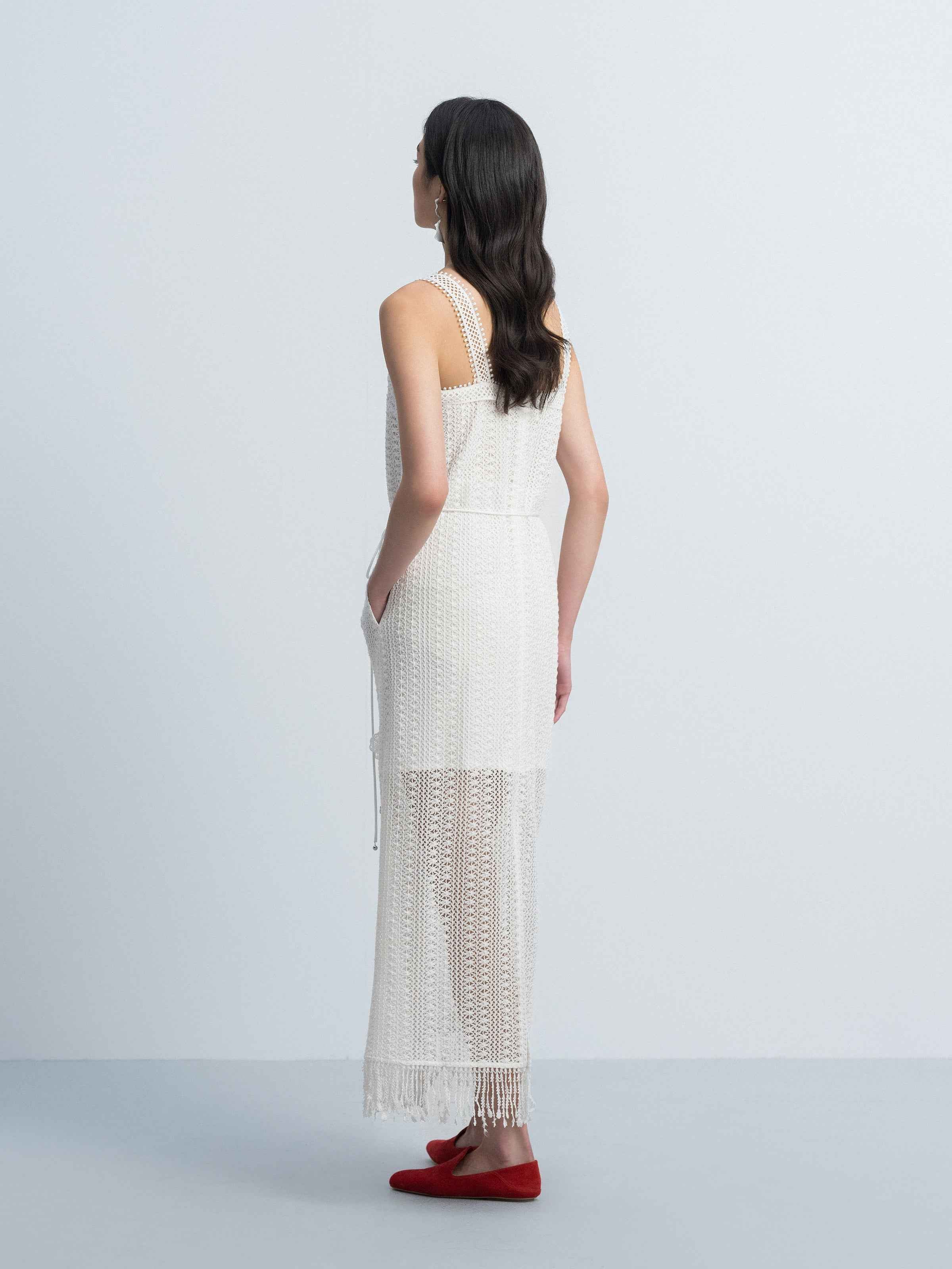 Off White Sleeveless Dress