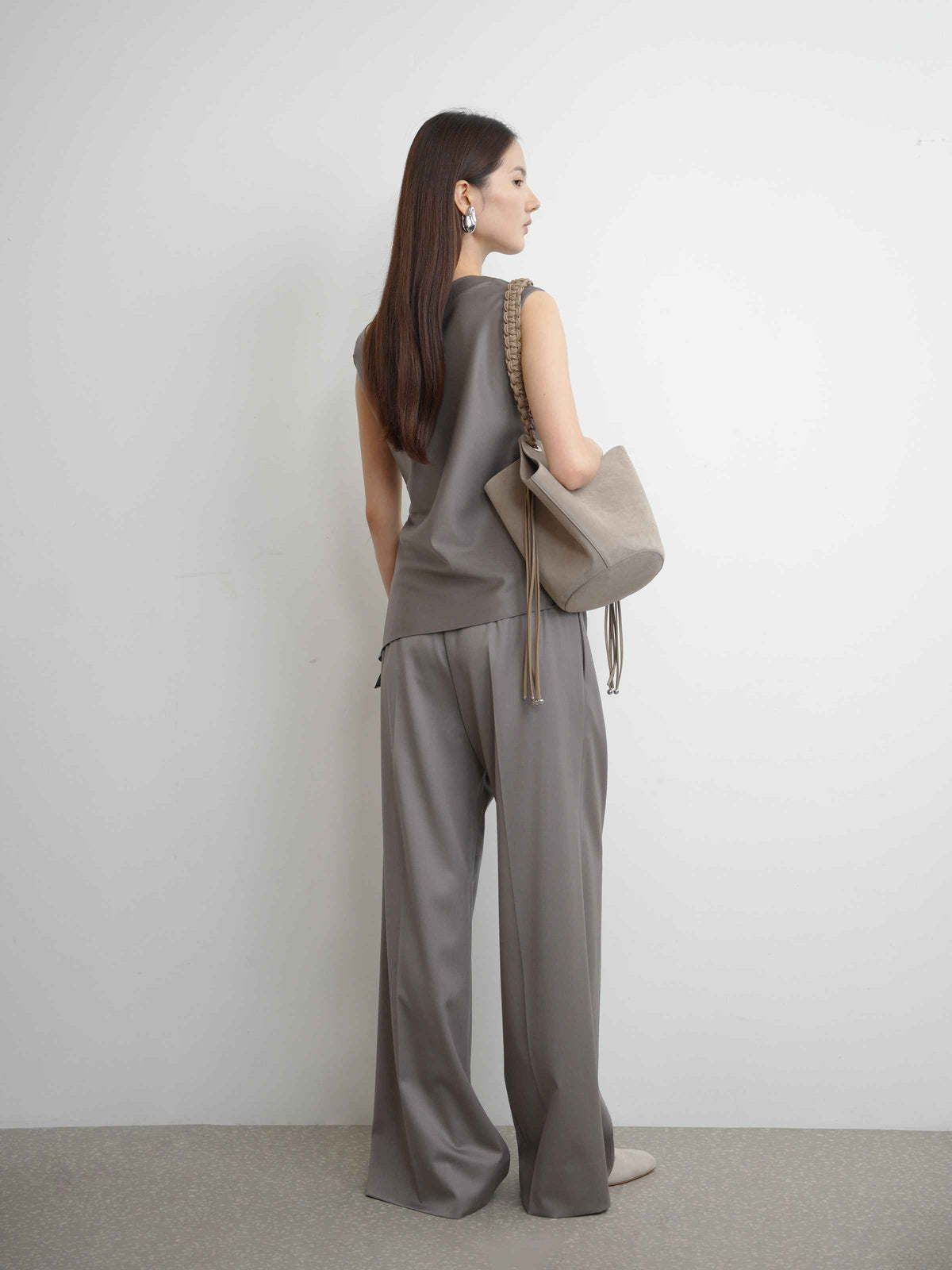 Waist-integrated Wide Leg Trousers