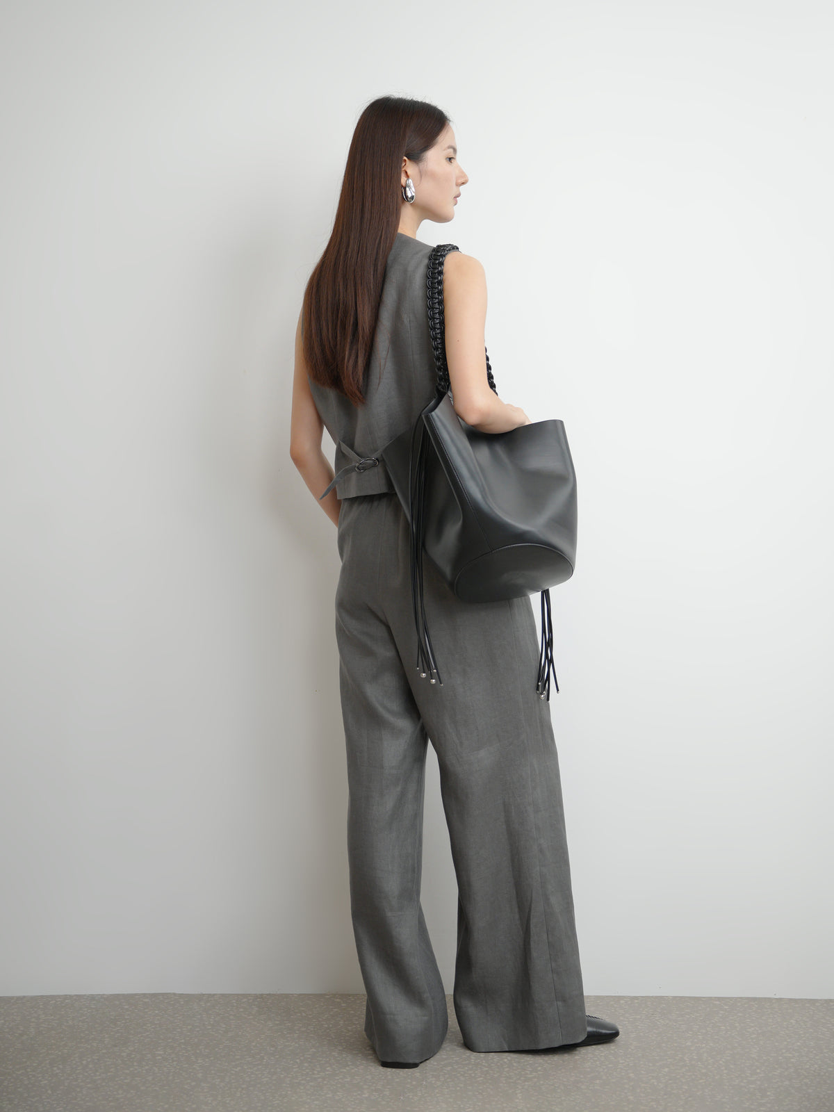Double Pleat Wide Leg Trousers