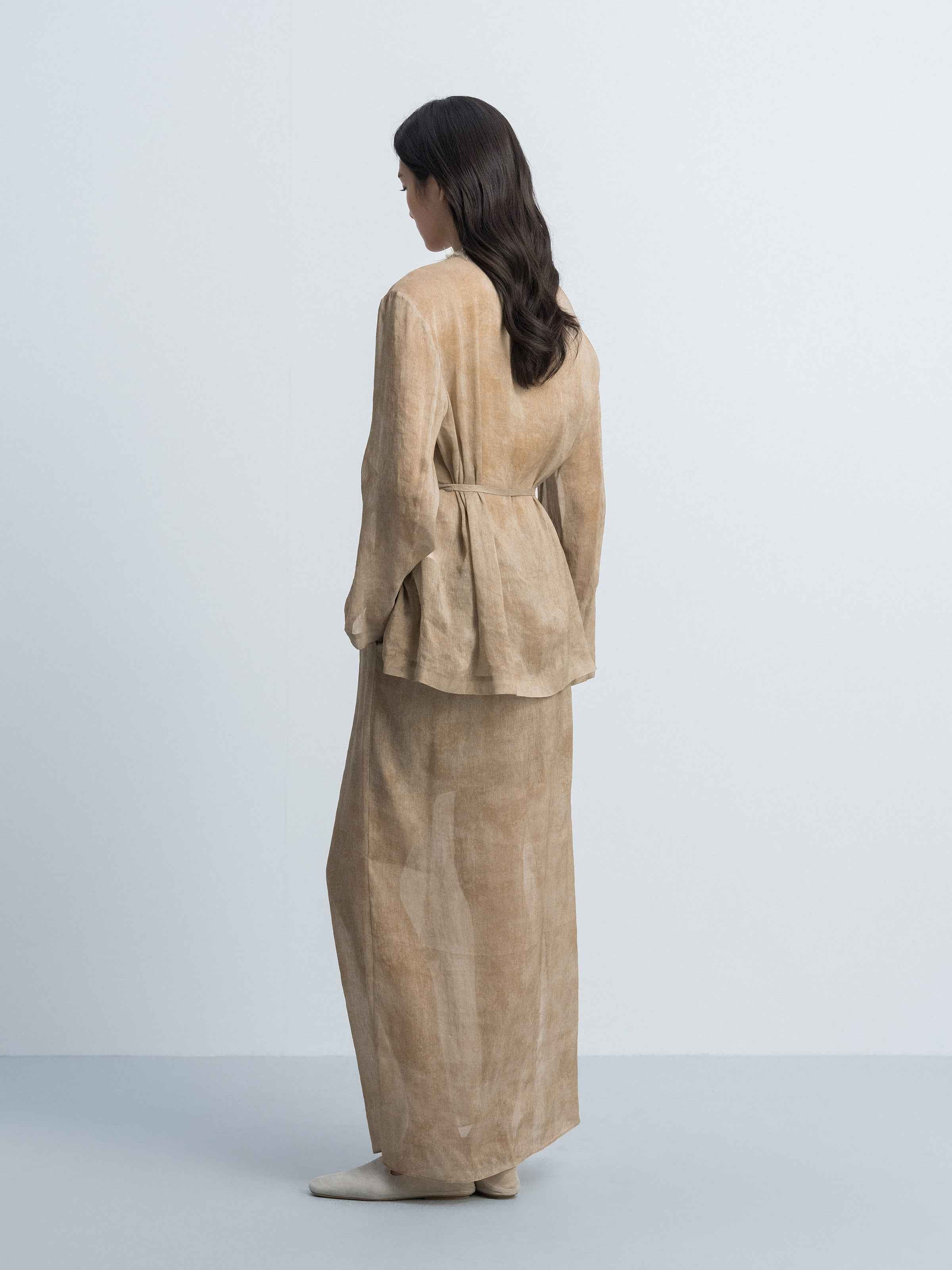 Light Khaki Tie Waist Blazer