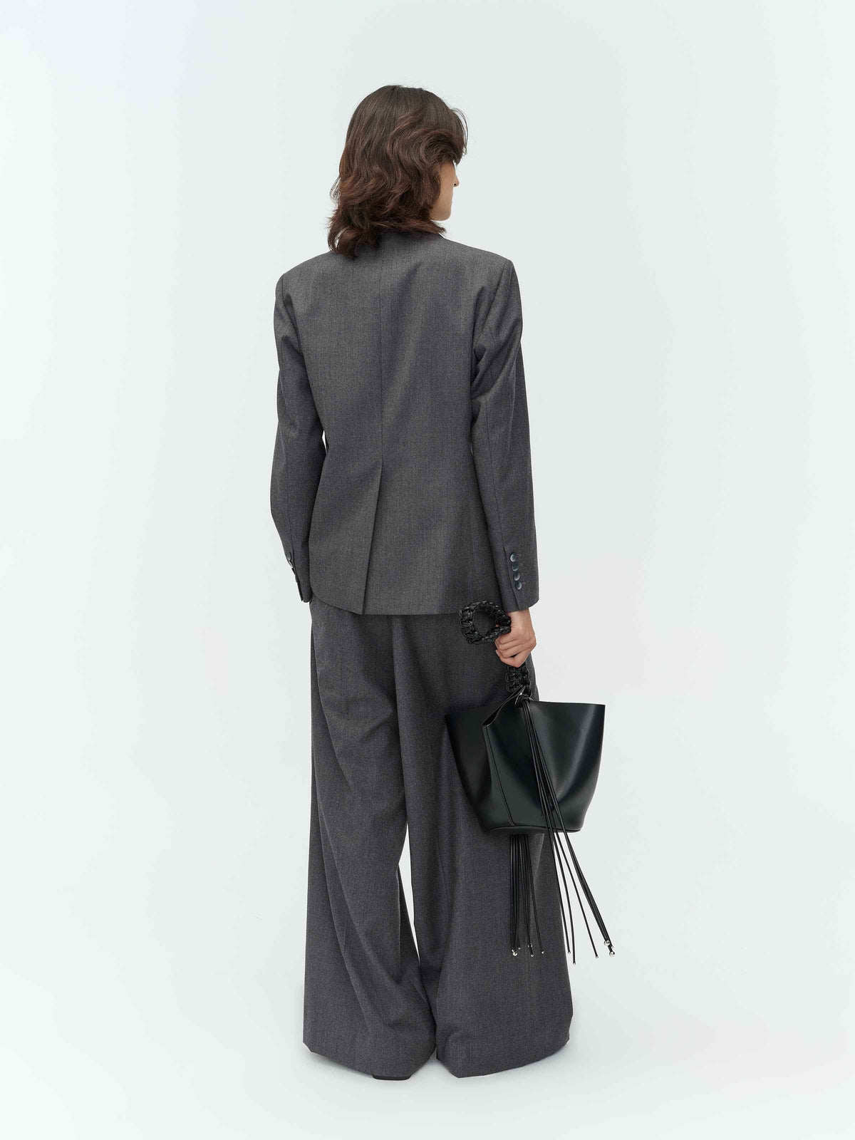 Worsted Wool Wide Leg Trousers