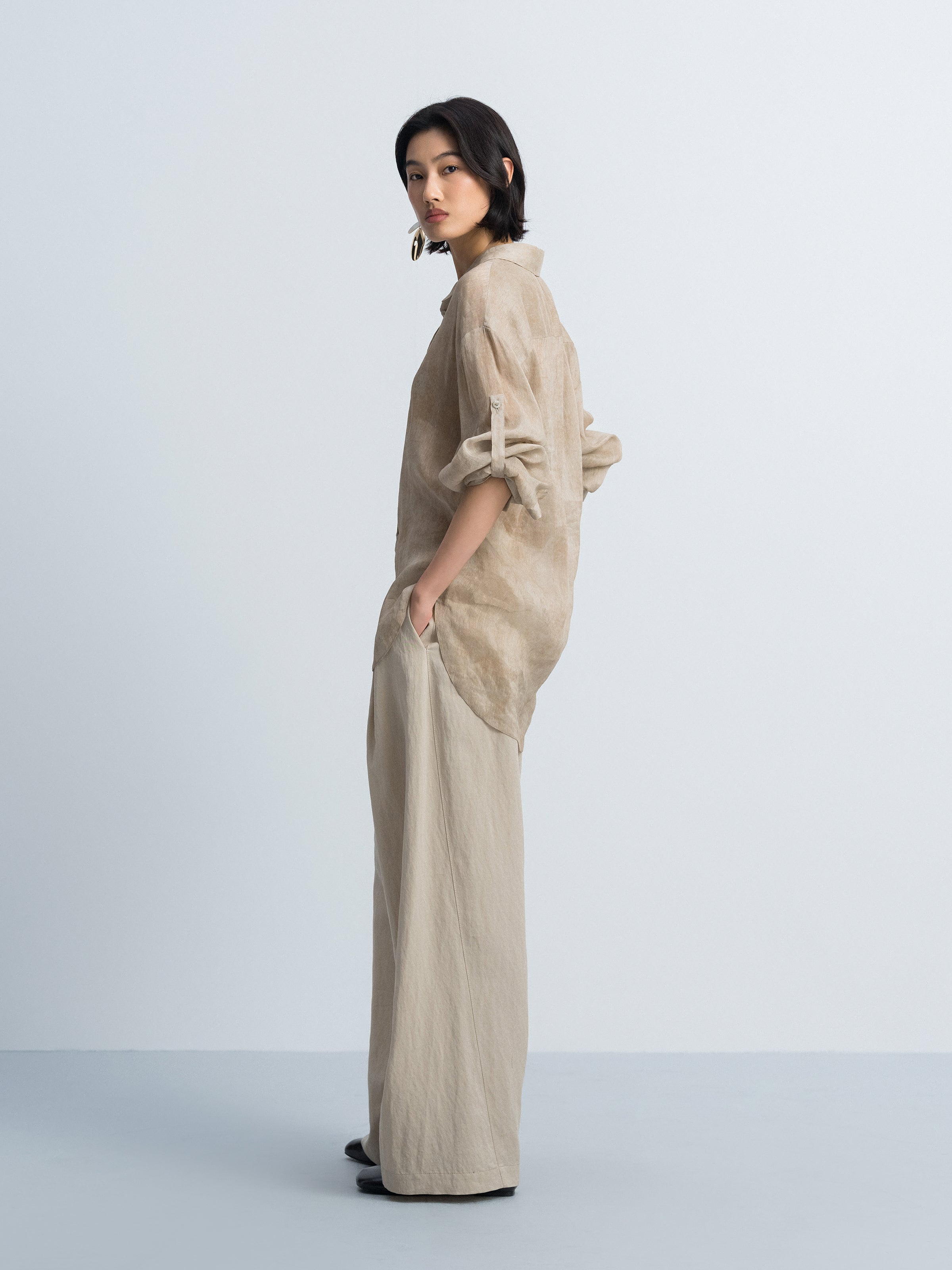 Light Khaki Long-Sleeve Shirt