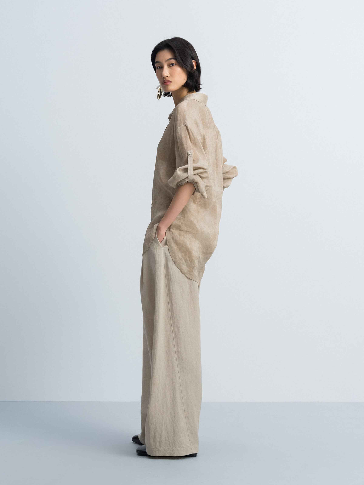 Light Khaki Long-Sleeve Shirt