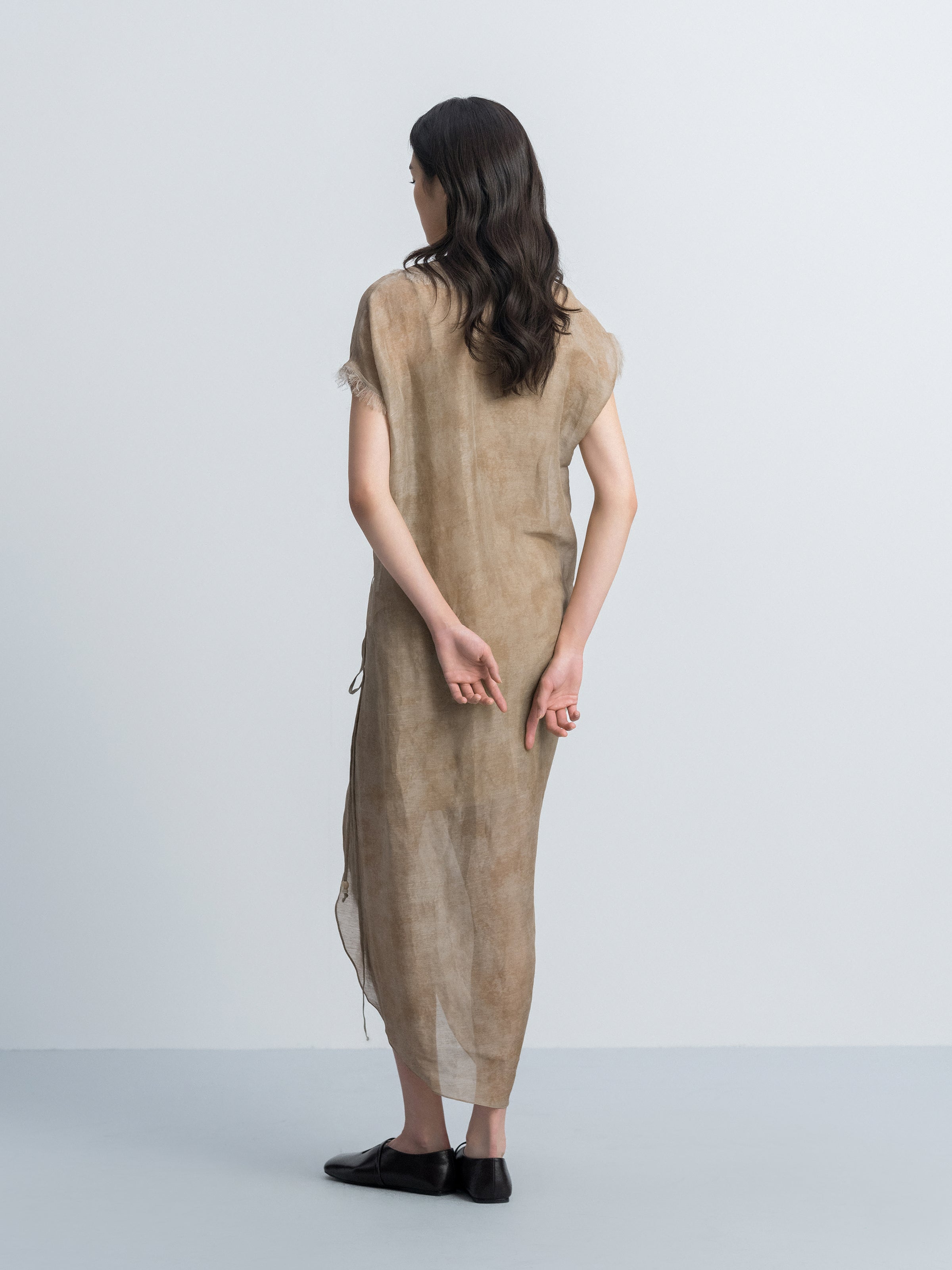 Brown Short-Sleeve Dress
