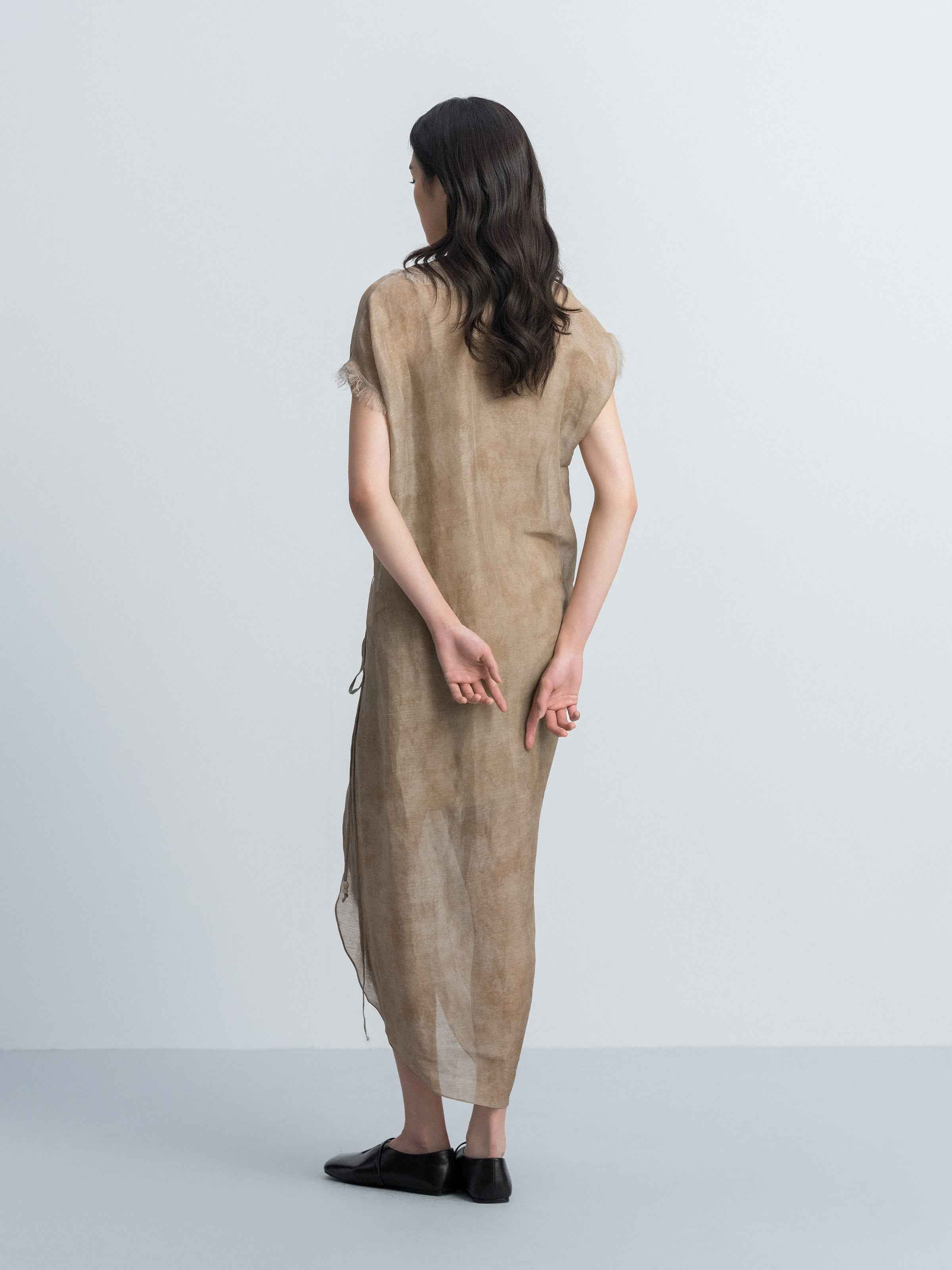 Brown Short-Sleeve Dress