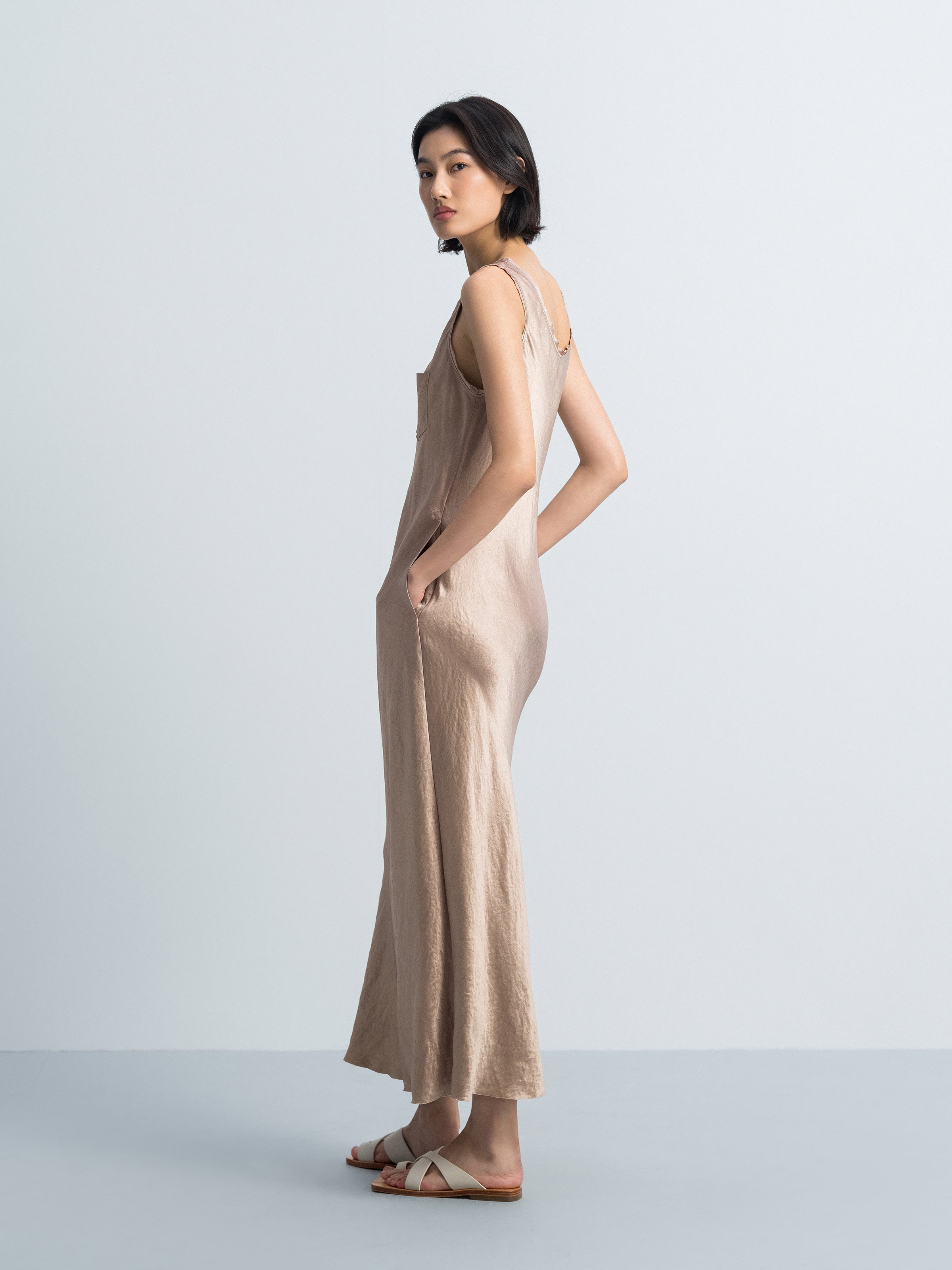 Coffee Brown Sleeveless Dress