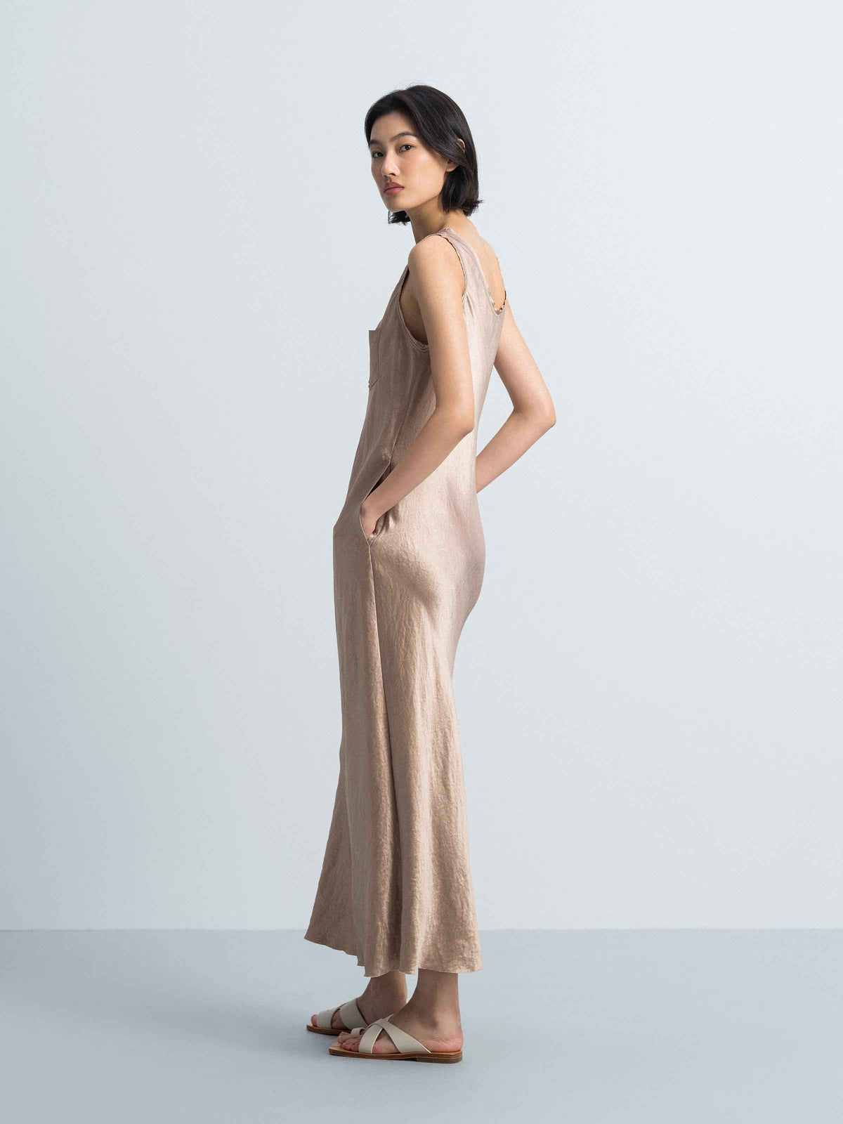 Coffee Brown Sleeveless Dress