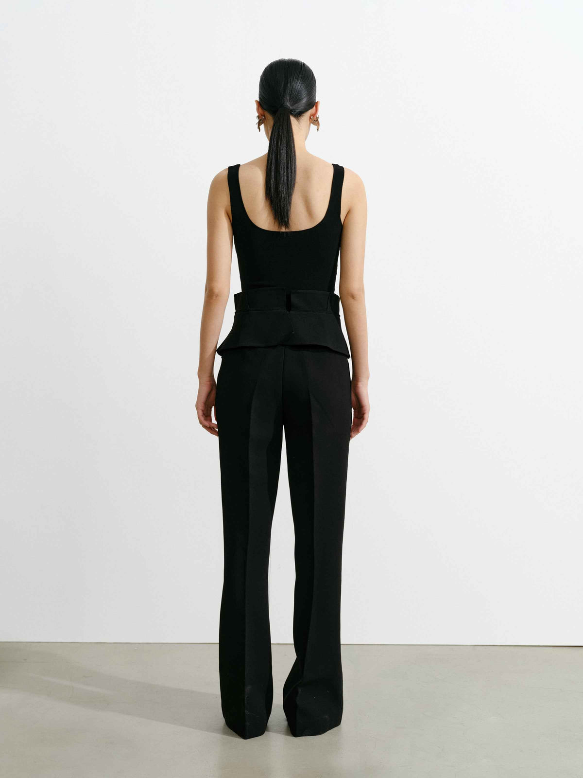 Waistband‑Decorated Flare Trousers