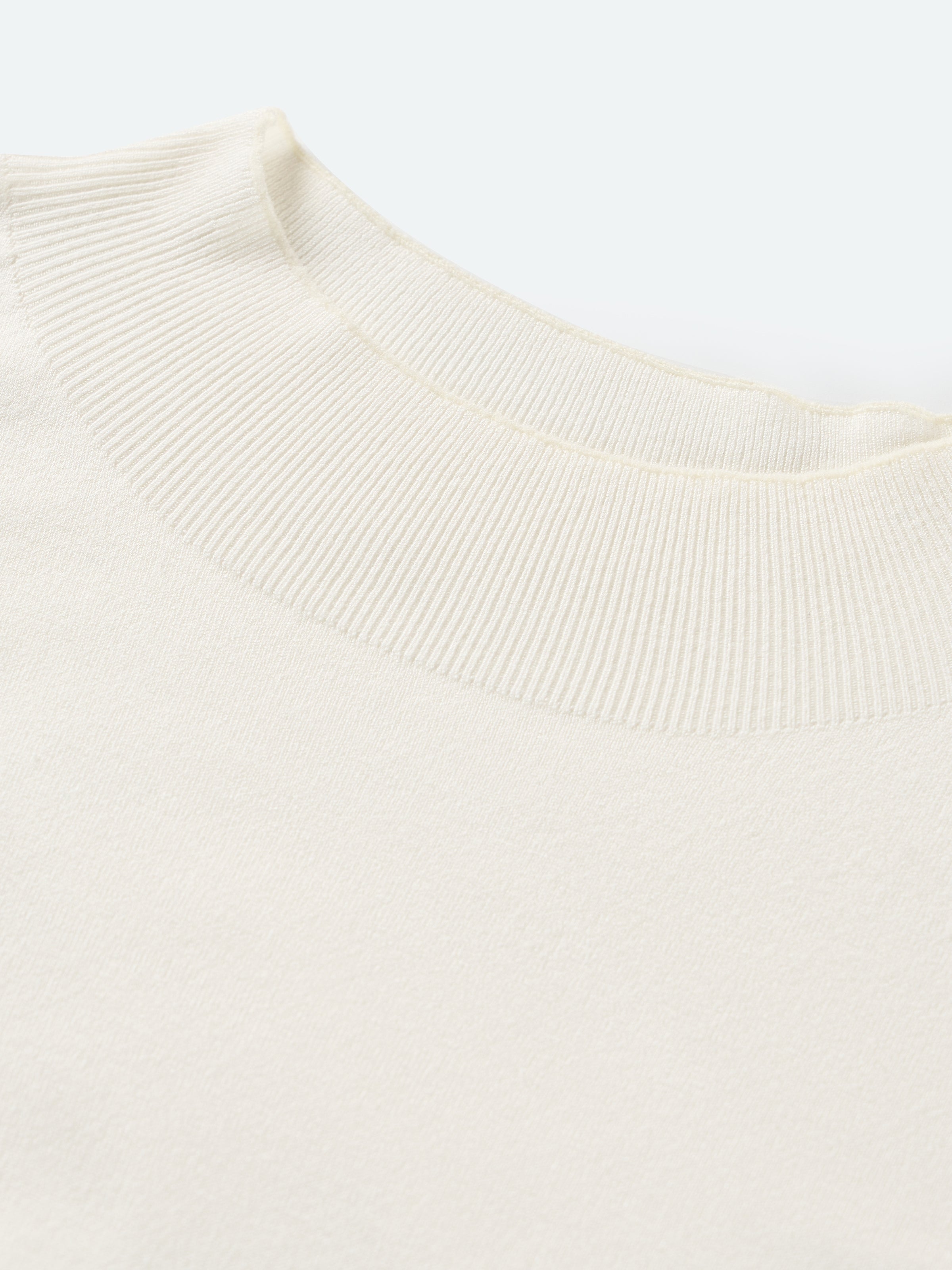 Off White Mulberry Silk Semi-High Neck Cap Sleeve Pullover