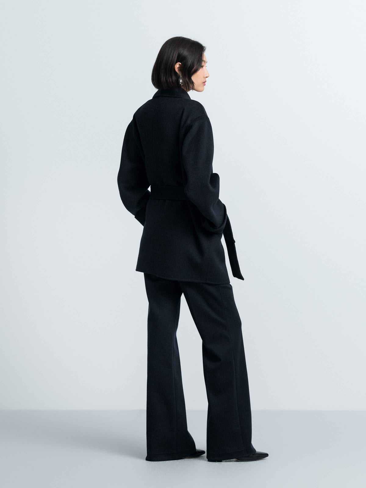 Shawl‑Collar Mid‑Length Overcoat