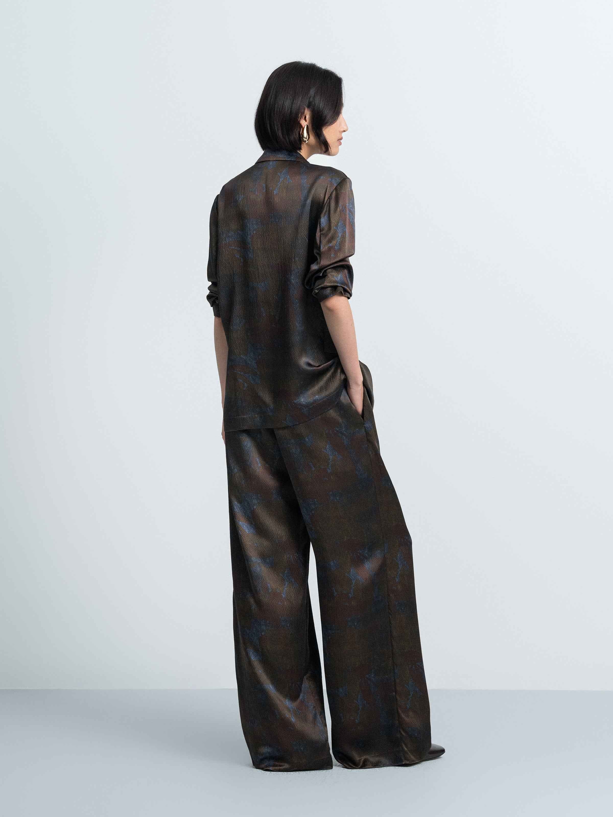 Printed Wide‑leg Trousers