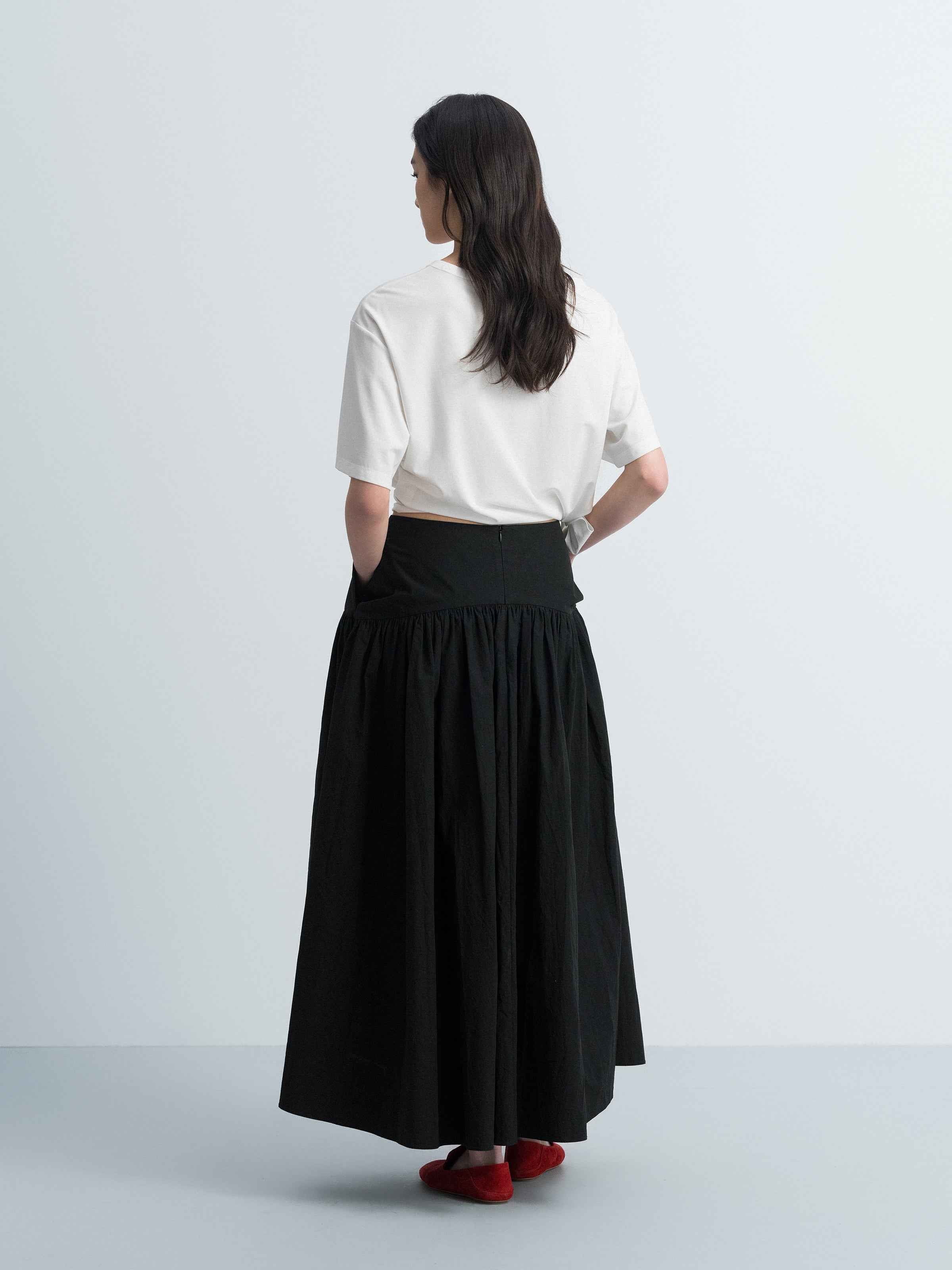Off White Silk Romanit Knot Hem Short-Sleeve T-Shirt