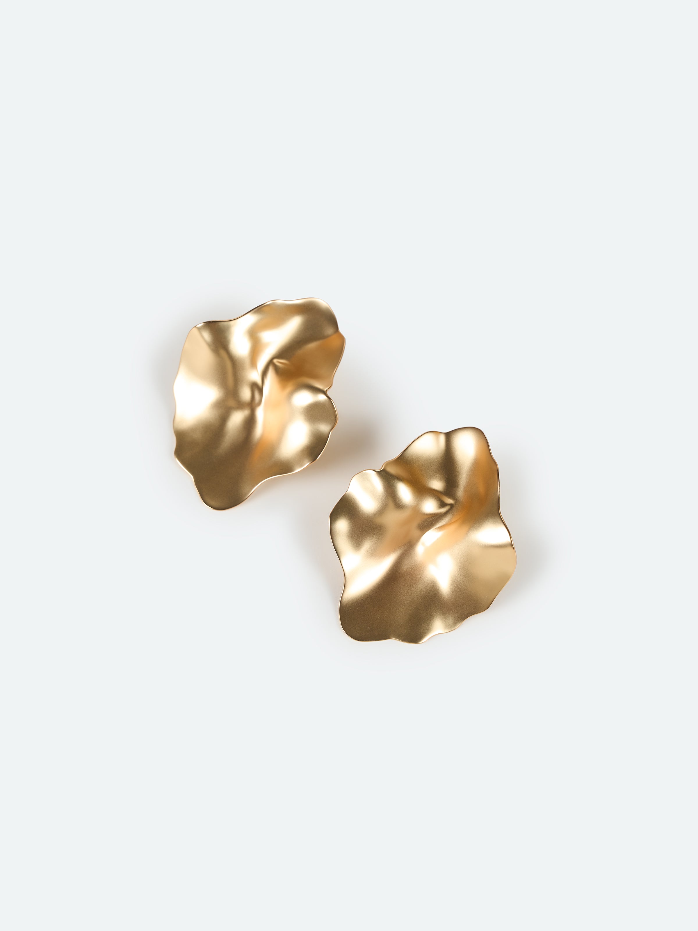 Gold Copper 3D Petal Minimalist Stud Earrings