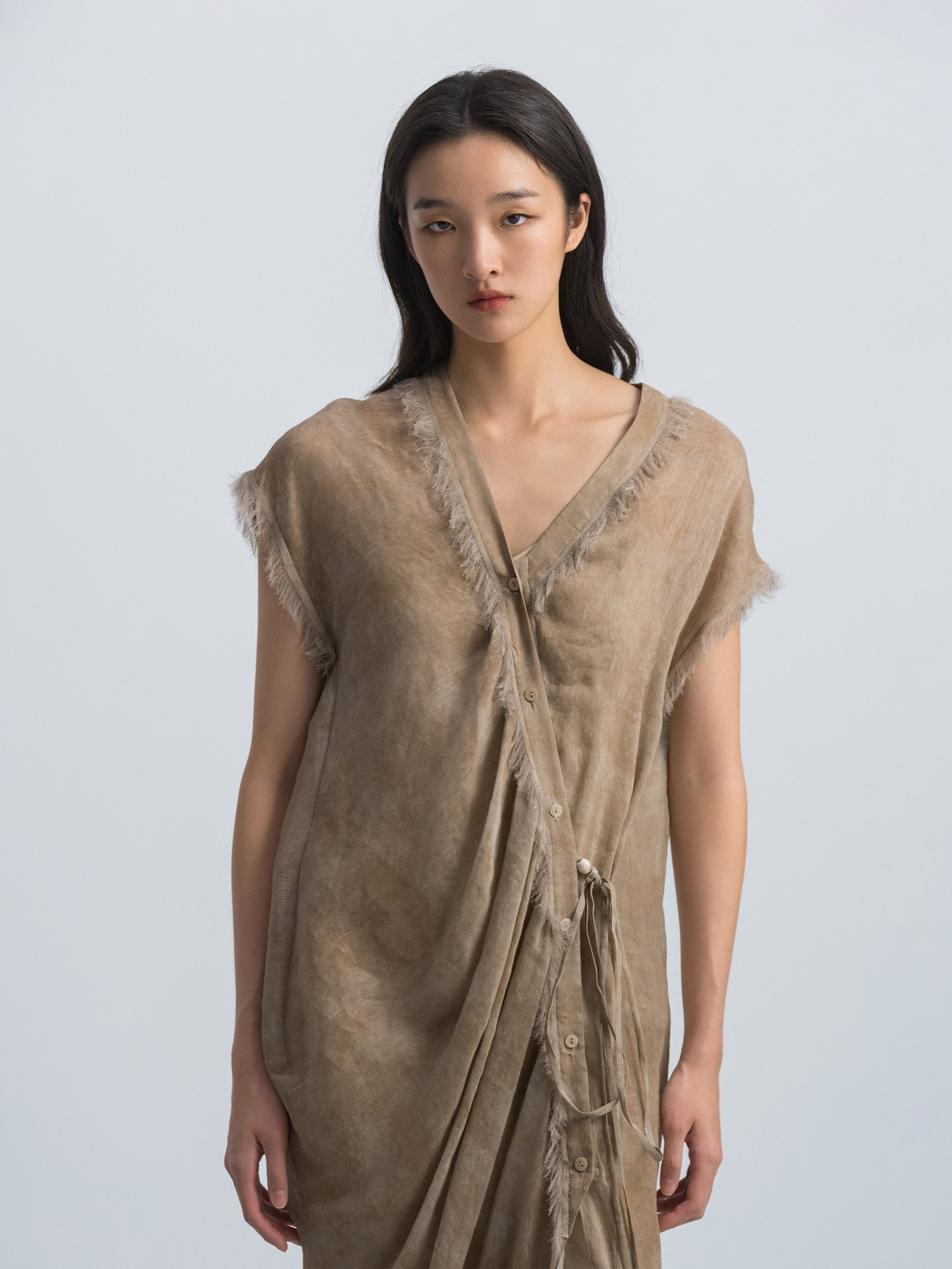 Brown Short-Sleeve Dress