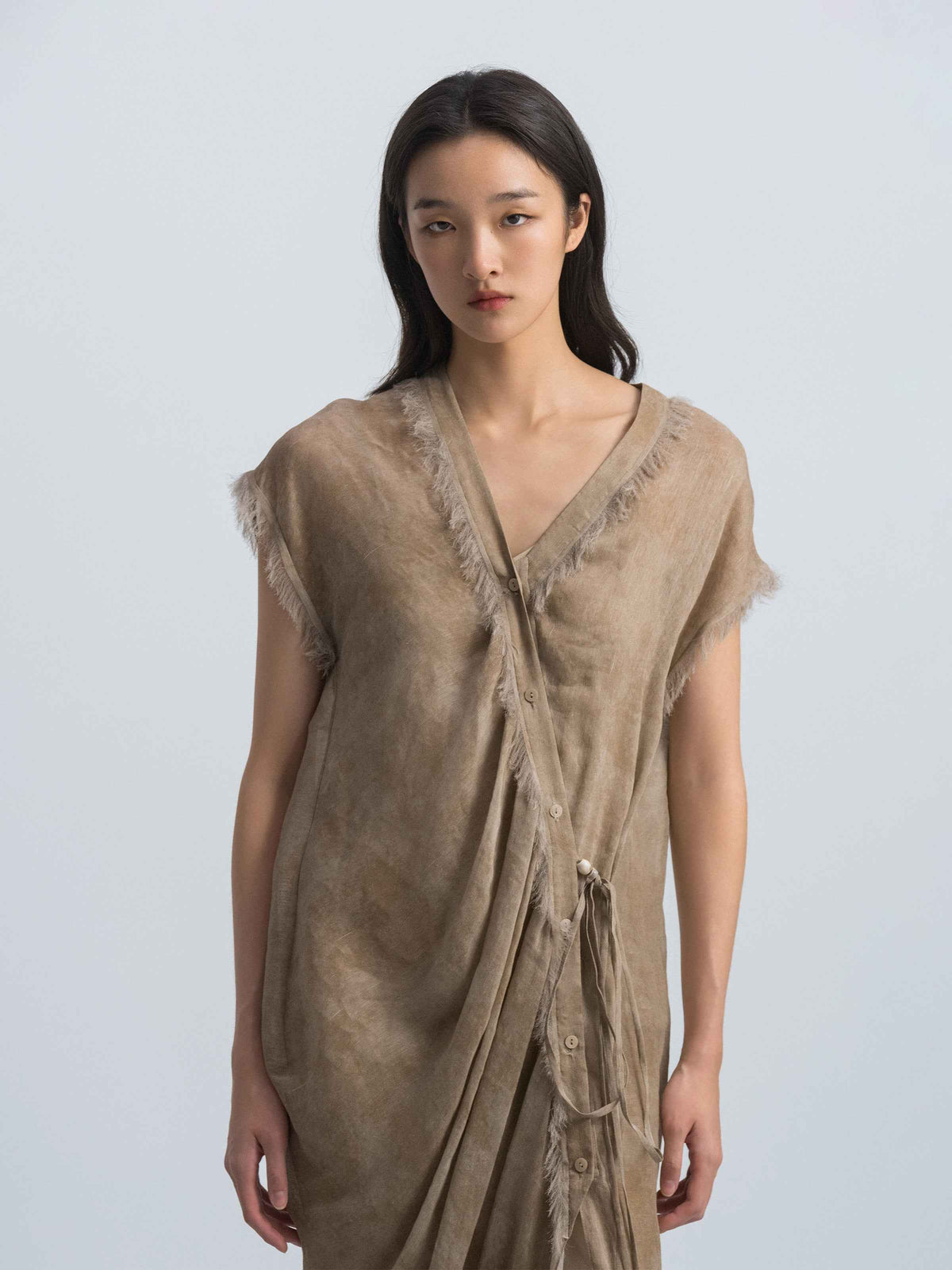Brown Short-Sleeve Dress